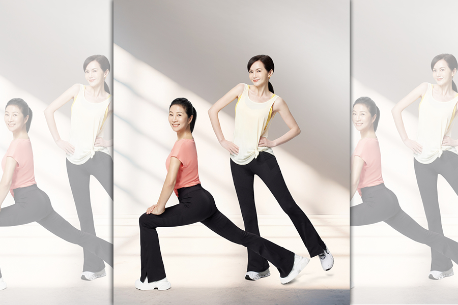 方文琳（左）比簡沛恩年長，核心肌力都略勝一籌。（PP石墨烯塑崩律動褲提供）