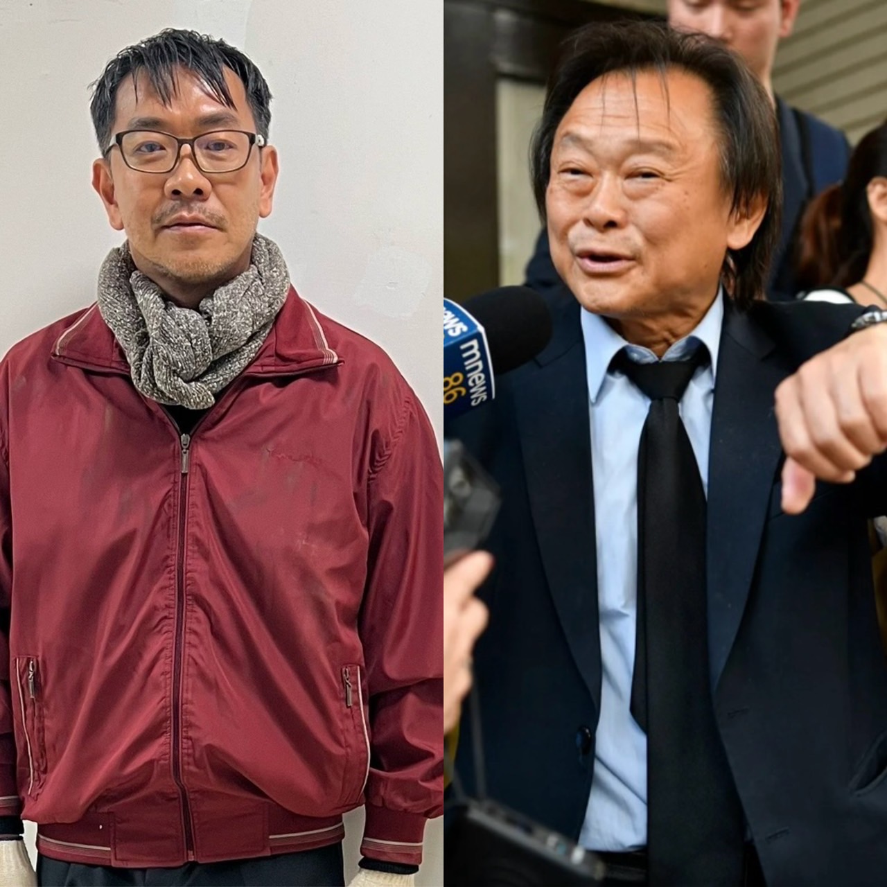 江俊翰日前演出獄的造型仿效王世堅。（翻攝臉書、右圖為本刊資料照）