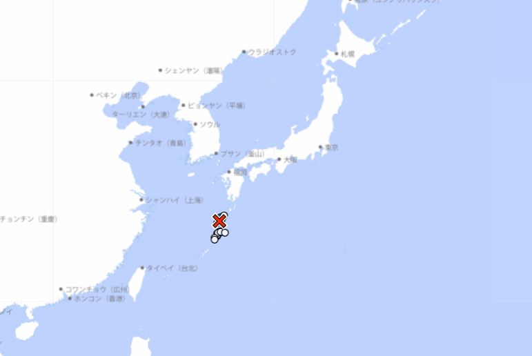鹿兒島吐噶喇列島近海規模5.5地震，最大震度6弱。（翻攝日本氣象廳官網）
