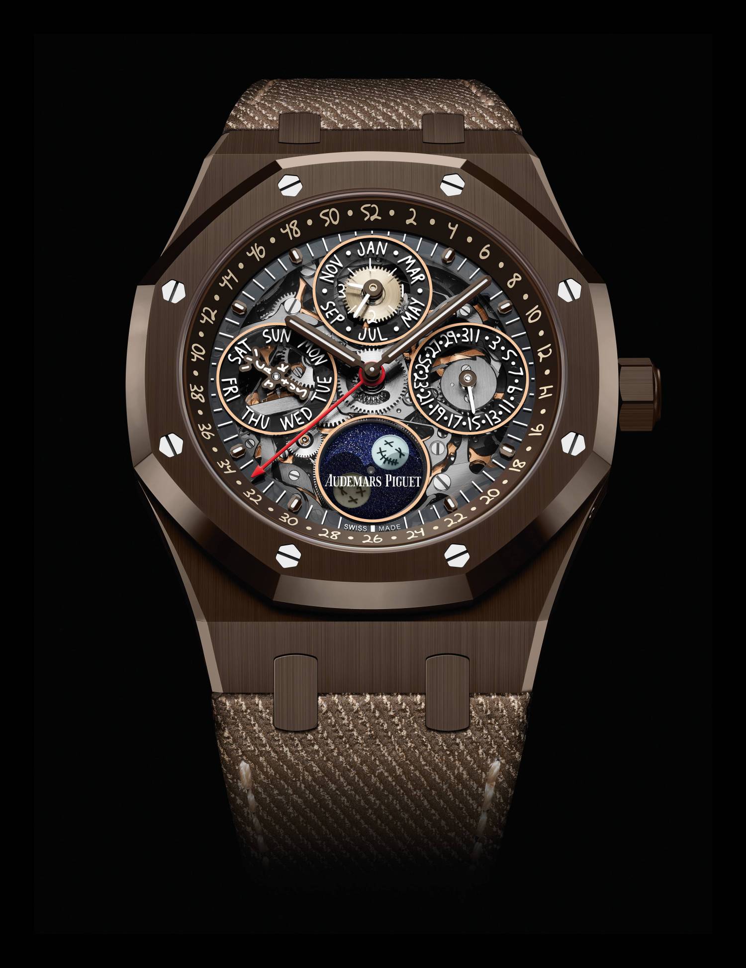 AUDEMARS PIGUET Royal Oak Perpetual Calendar "Cactus Jack"所使用的「棕色陶瓷」是品牌首度使用。