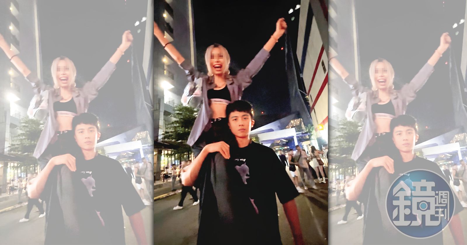 孫安佐（右）與女友J小姐（左），去年6月在台北信義區認識後不久就交往。（讀者提供）