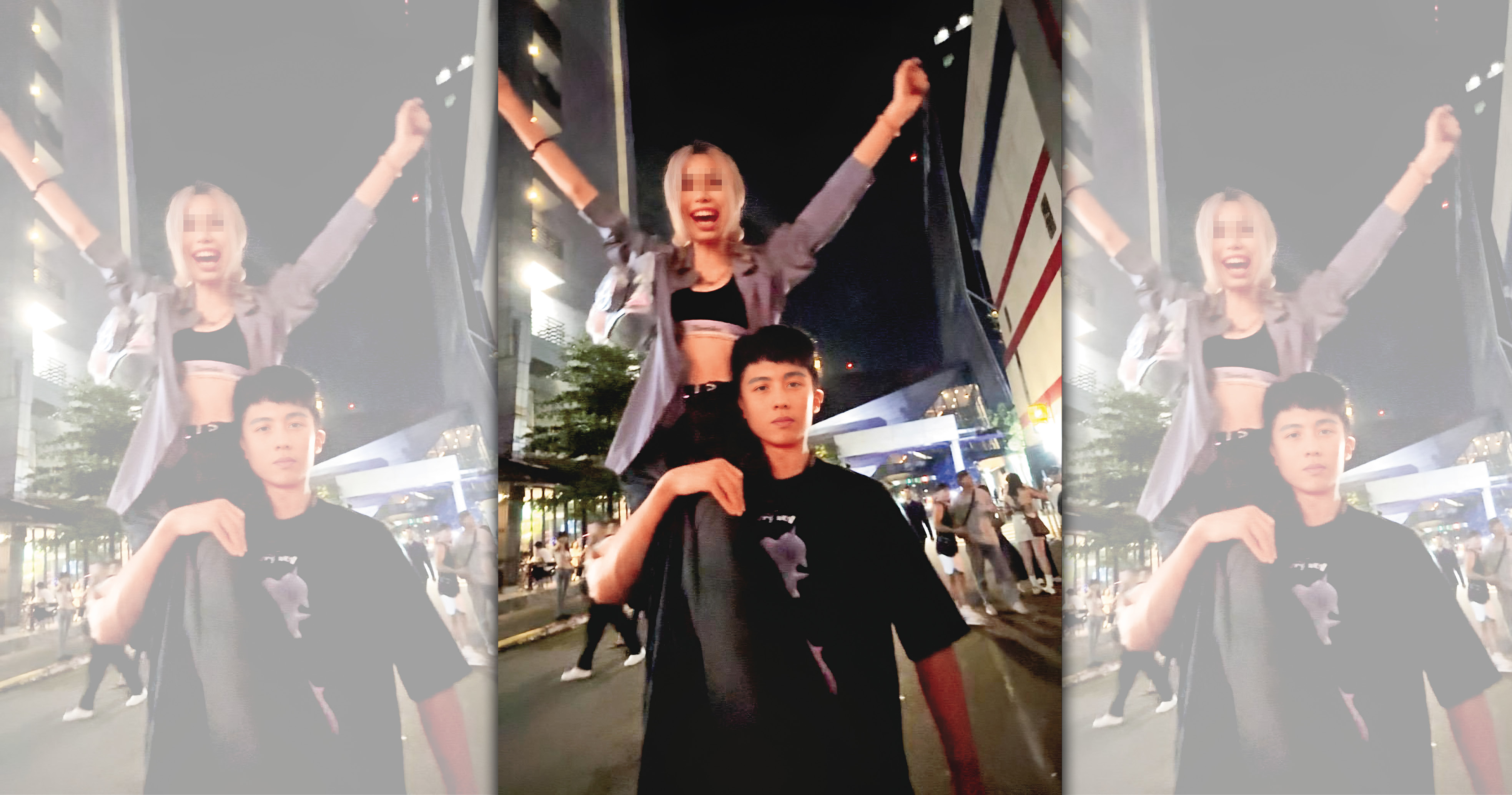 孫安佐（右）與女友J小姐（左），去年6月在台北信義區認識後不久就交往。（讀者提供）