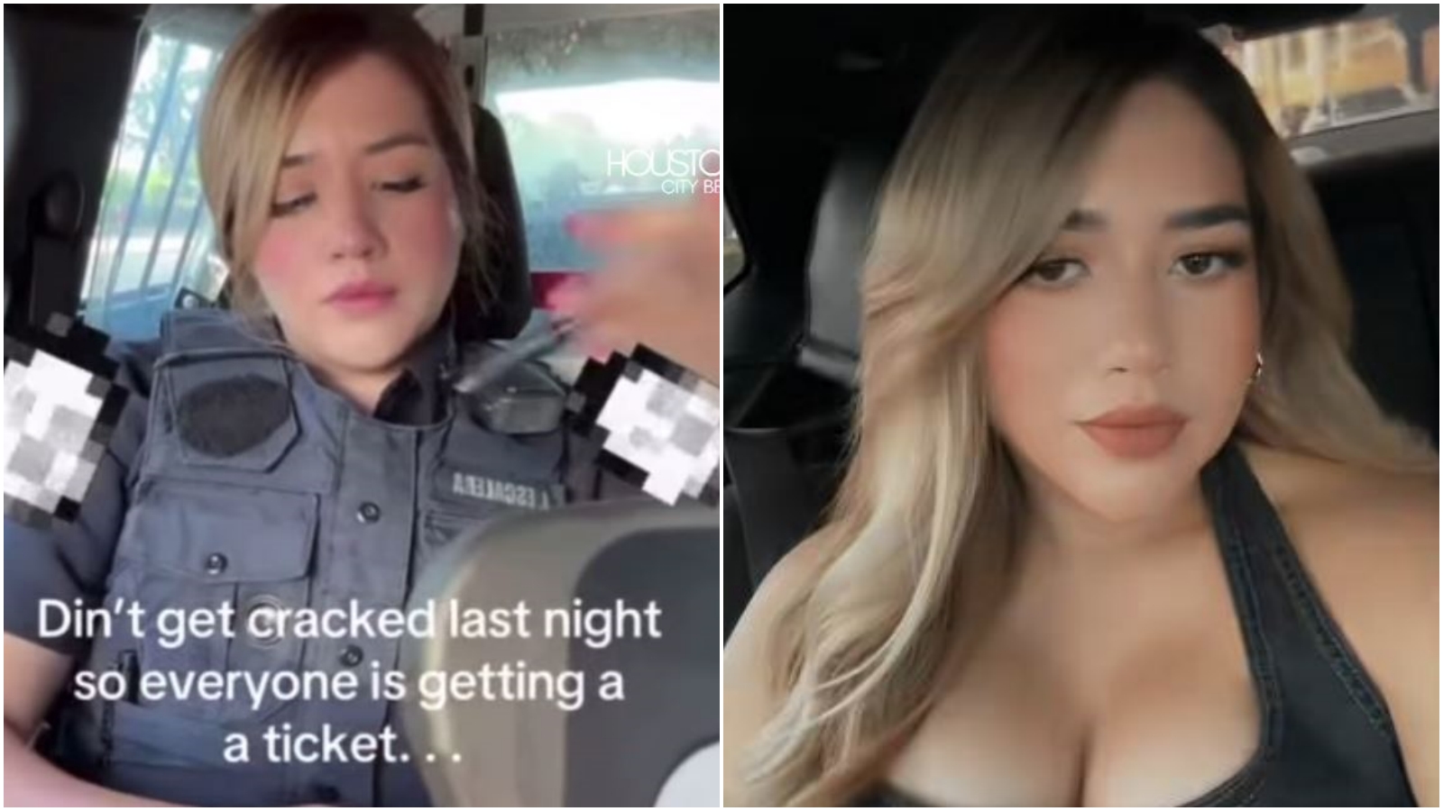 美正妹副警長稱因昨晚沒愛愛，所以開罰單洩憤。（翻攝TikTok@ms.escaleraaa）