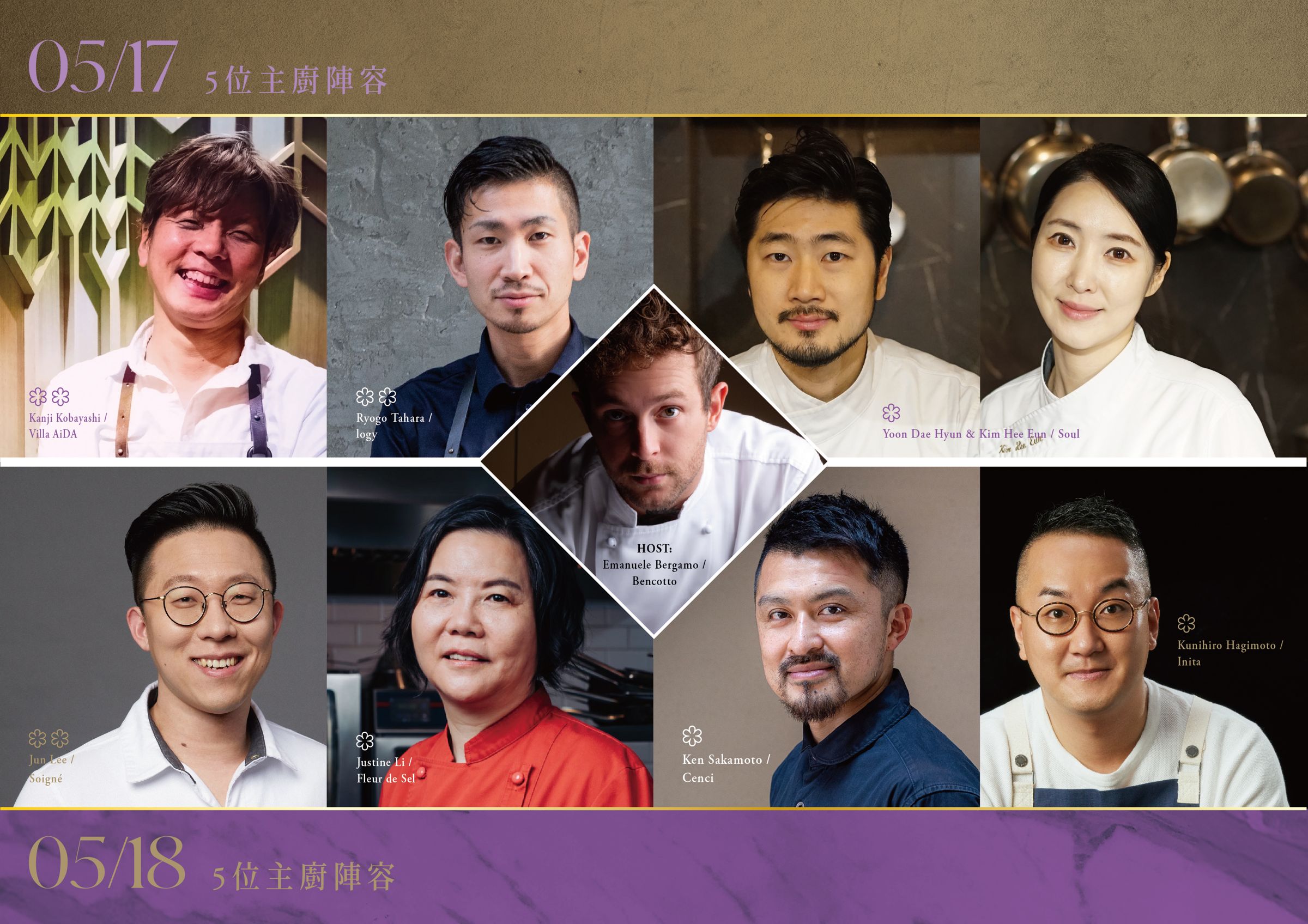 「Bencotto」集結了多達10顆米其林星級餐廳和榮獲亞洲50最佳餐廳的國際名廚,推出僅有兩場、席次有限的「十手聯烹」極致晚宴。(台北文華東方提供)