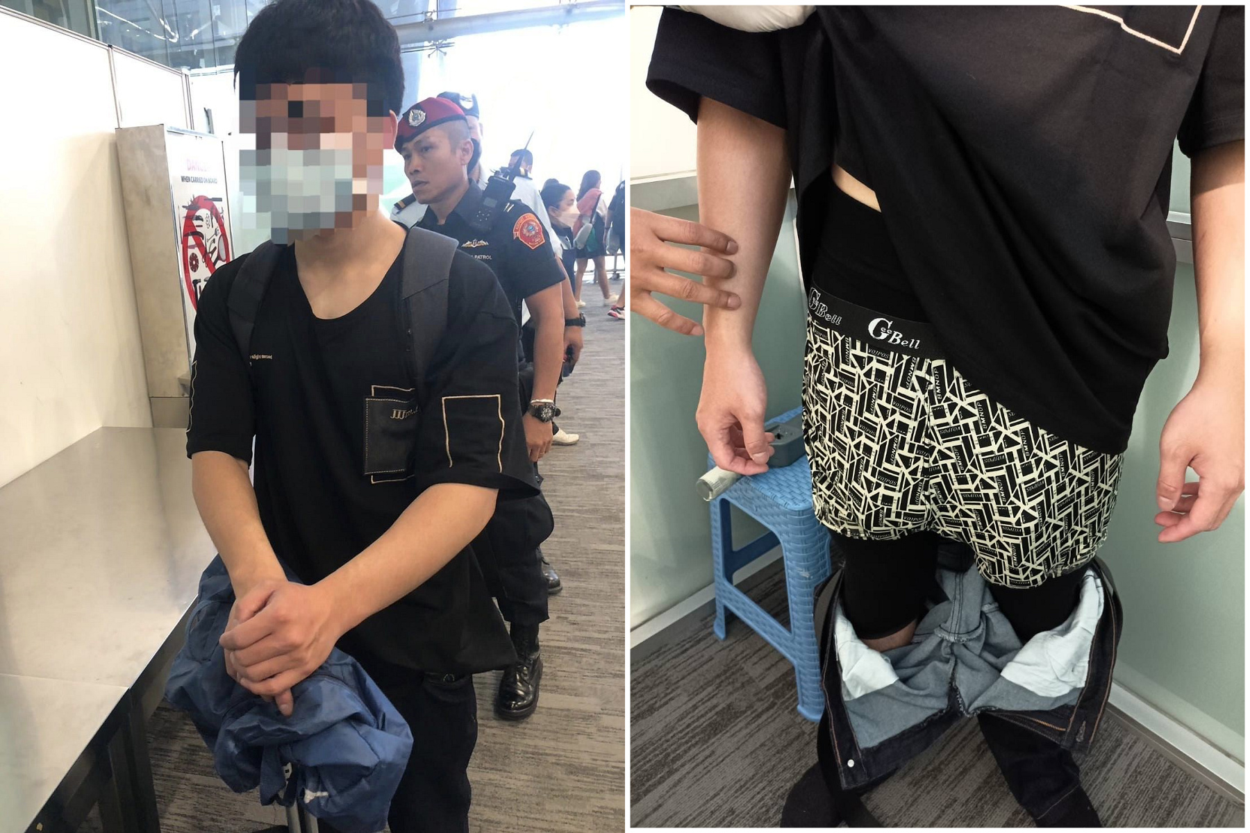 台男下體「異常大鵰」，泰國海關扒了他的內褲！竟非法塞2隻水獺、1隻土撥鼠。（翻自臉書）