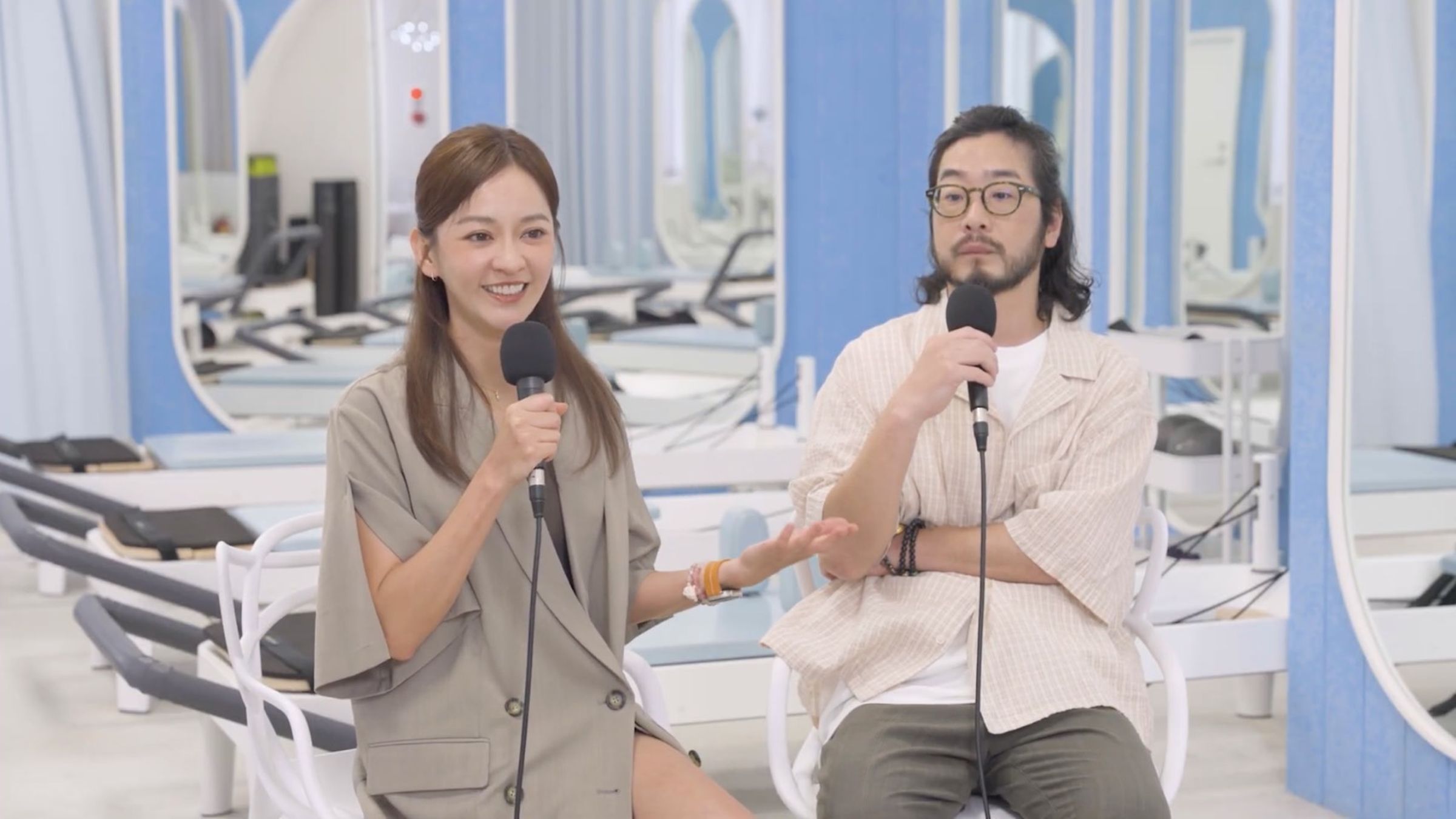 愛運動的陳意涵形容自己像兔子,導演老公許富翔則像樹懶。(虎鐵健身 X 器械皮拉提斯 提供)