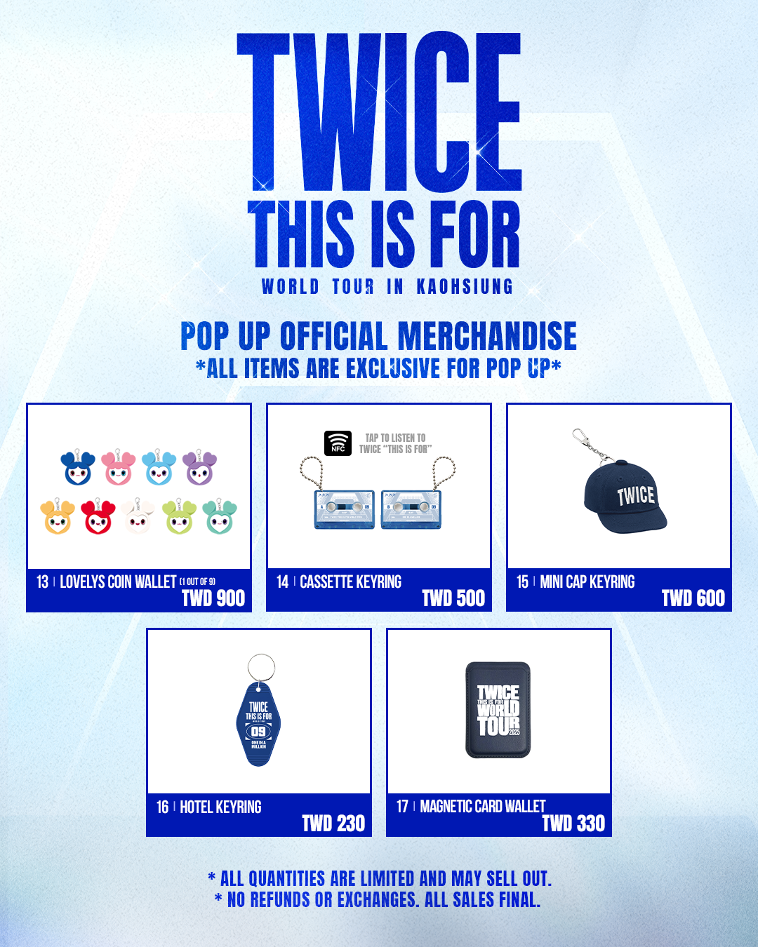 TWICE成員色的零錢包、與各式各樣鑰匙圈。（Live Nation 提供）