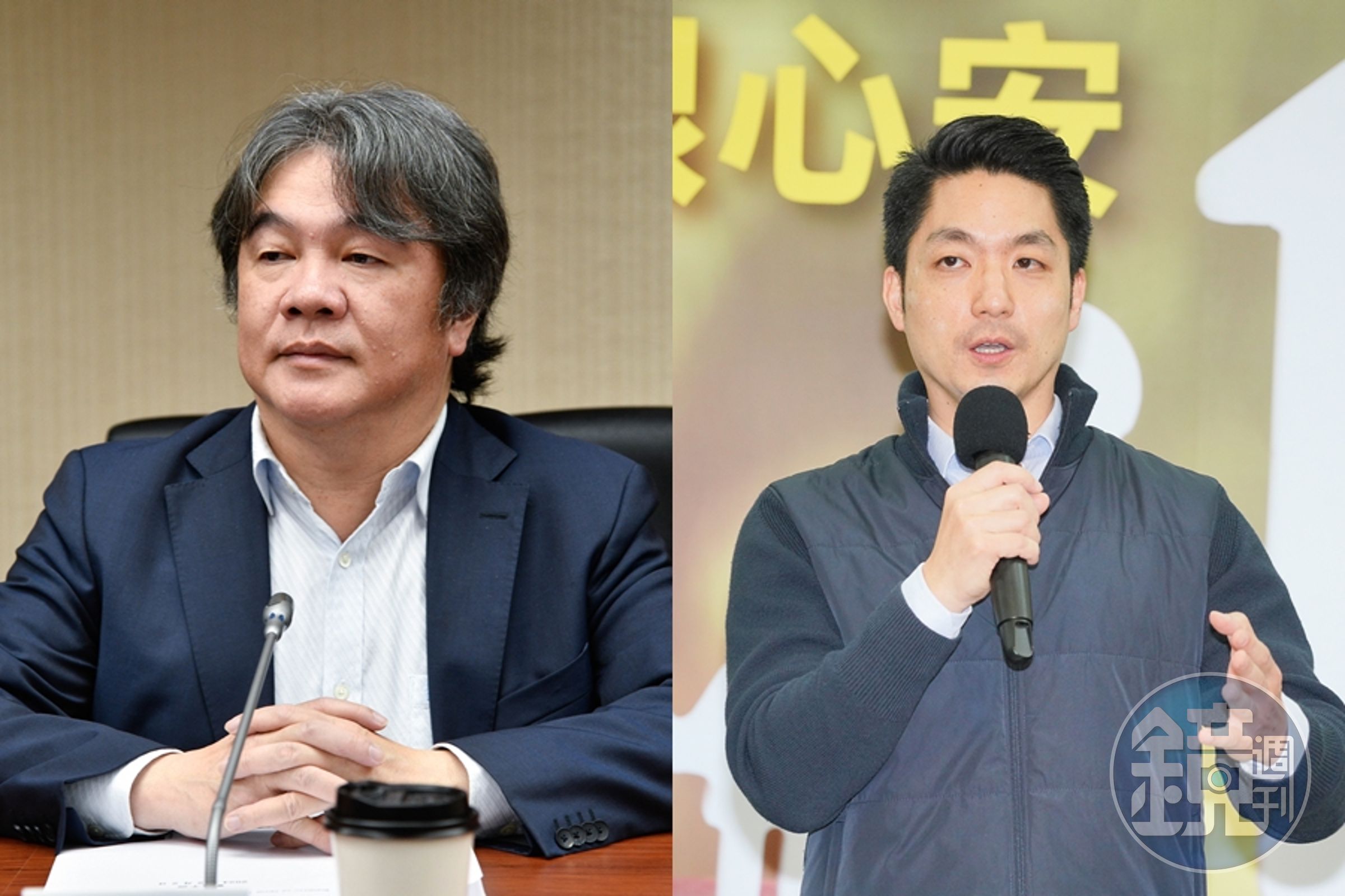 為了寶林食物中毒案,王必勝(左)與蔣萬安(右)今隔空互槓。