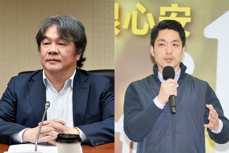 為了寶林食物中毒案，王必勝（左）與蔣萬安（右）今隔空互槓。