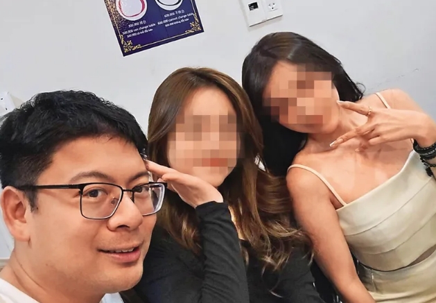 喬天鼎（左）遭爆經常和政商名流參加餐敘，常會找女生作陪，主要由男性分擔餐費。（讀者提供）