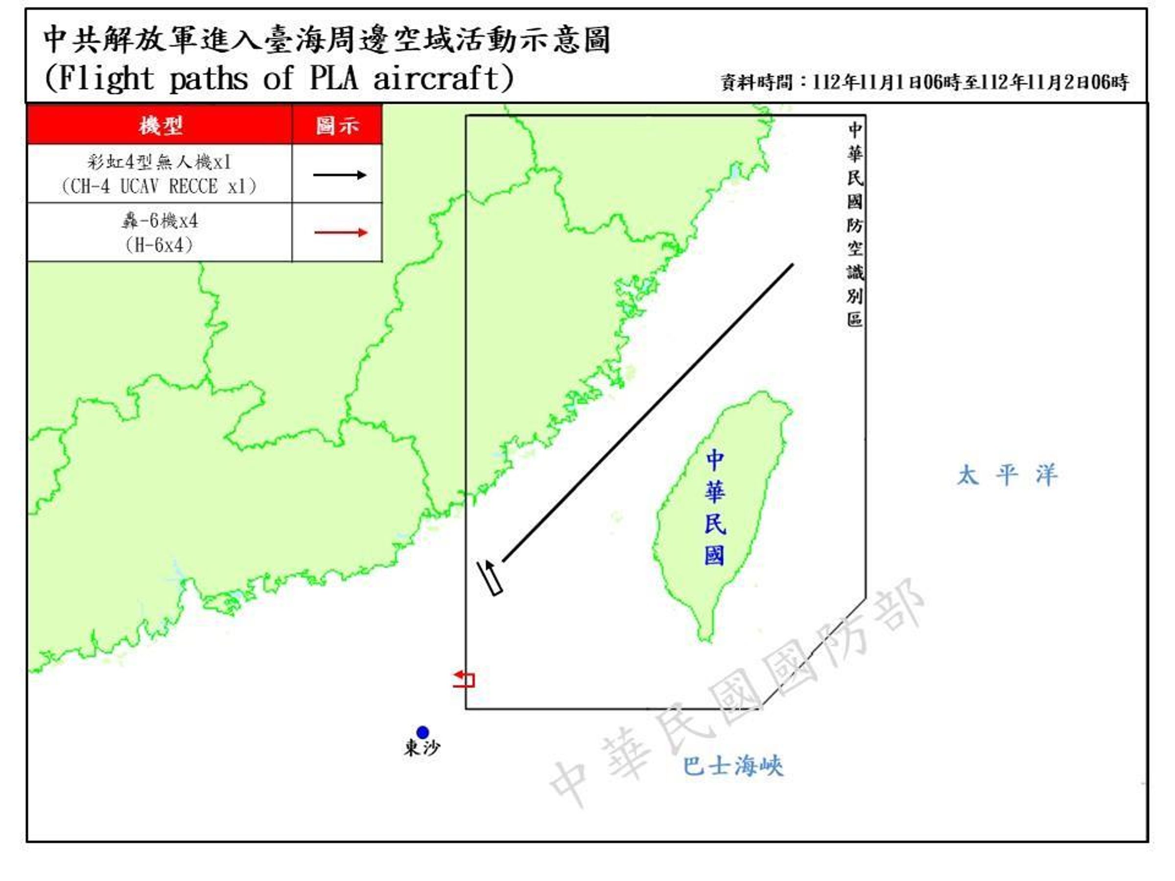 國防部指出,共偵獲共機13架次與共艦8艘次在台海周邊活動。(國防部提供)