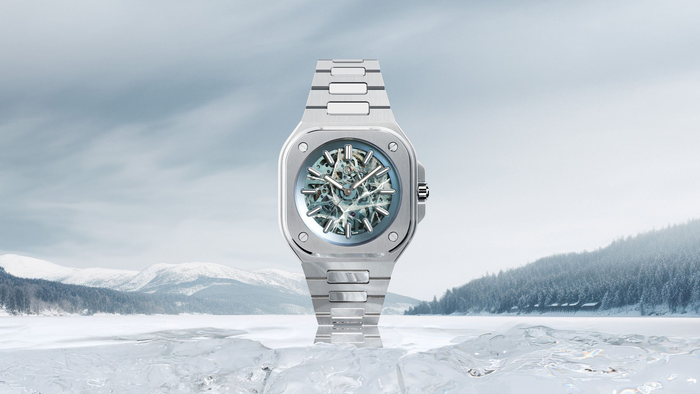 BELL & ROSS BR-05 Skeleton Arctic Blue｜錶徑40mm／不鏽鋼材質／時、分、秒指示／BR-CAL.322-1自動上鍊機芯／定價NT$282,000（限量250只）