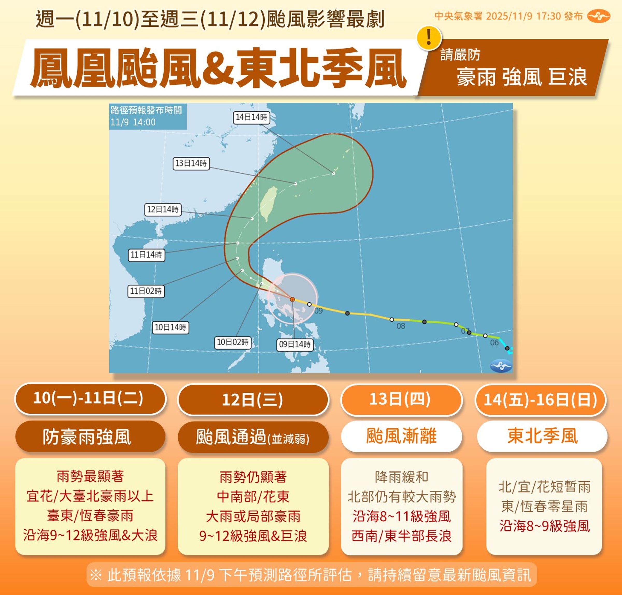 中央氣象署說明一週天氣狀況。(翻攝自臉書@報天氣─中央氣象署)