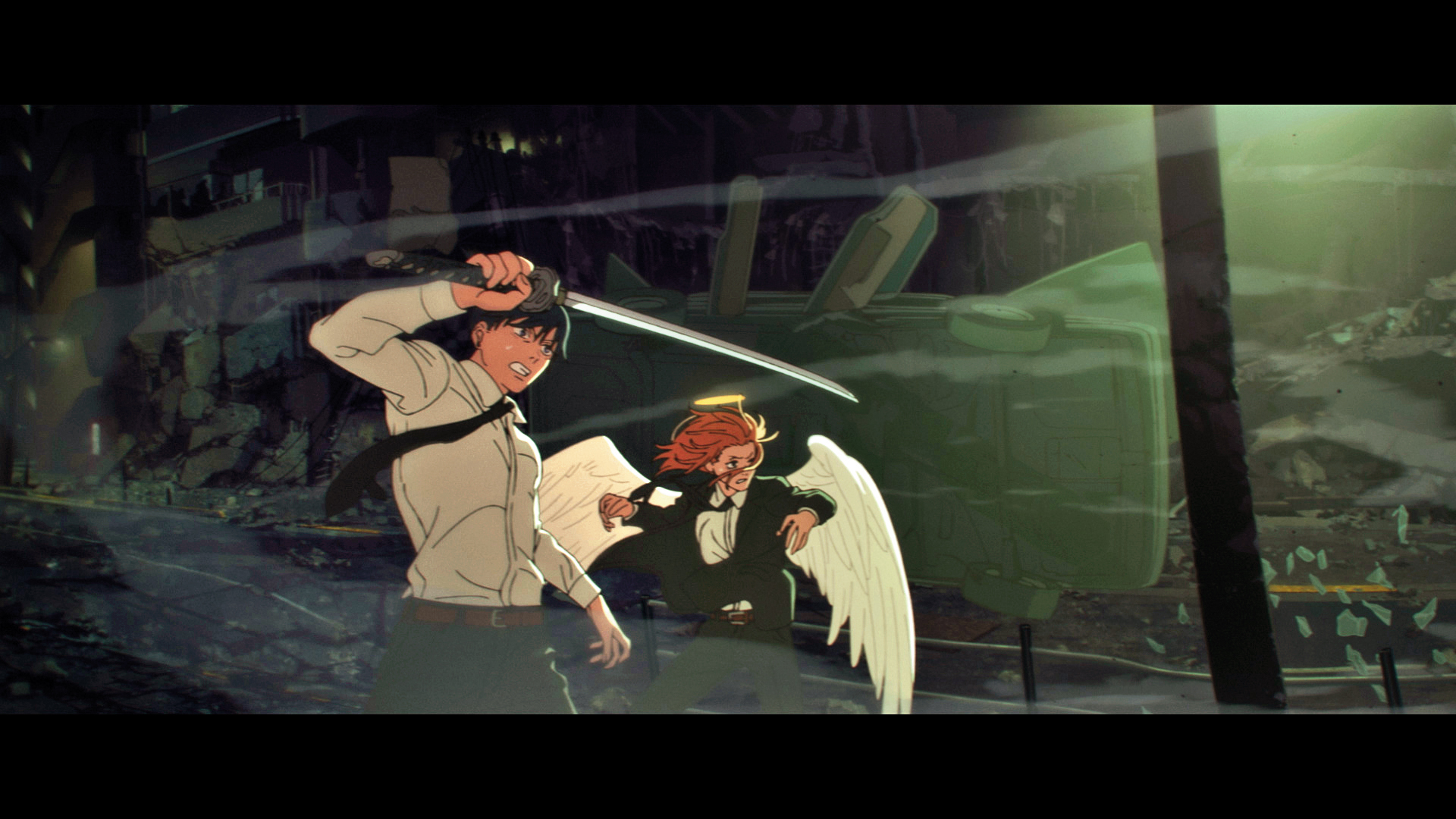 神祕少女蕾潔闖入了「鏈鋸人」淀治的世界，共同面對史上最致命的對決。（索尼提供）