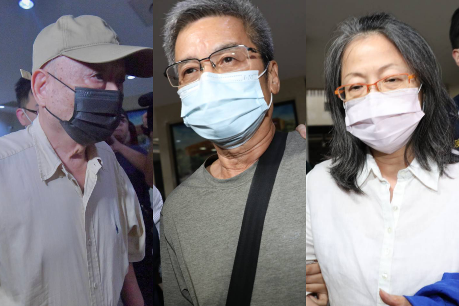 前台北市兵役局長朱亞虎（左起）、柯文哲前辦公室主任李文宗和前主播童中白涉及京華城案今晚均被移送北檢。