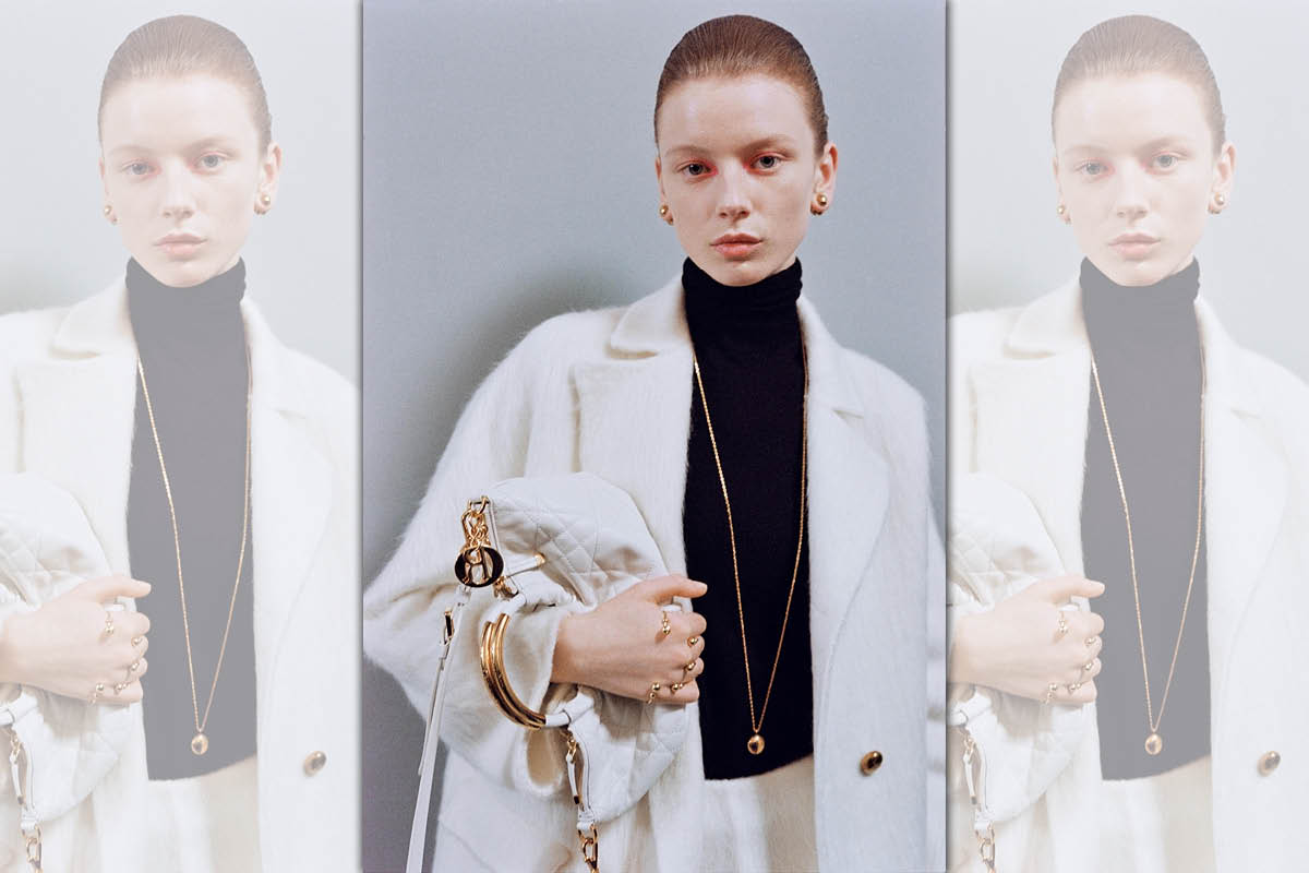 DIOR秋冬以女神感的金色、個性鮮明的造型飾品，點亮造型。（迪奧提供）