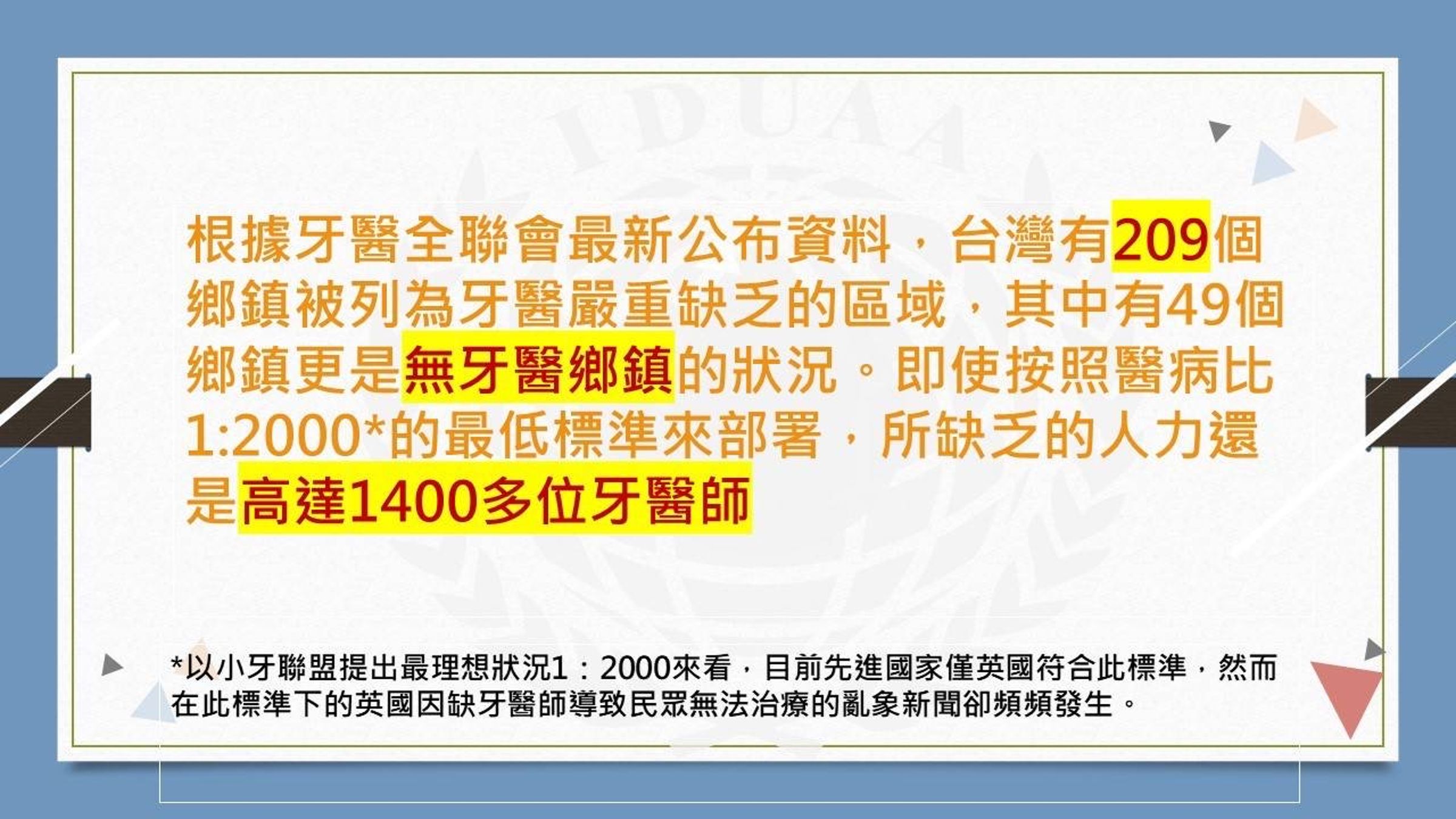 國際牙醫校友聯合會發表公開信,呼籲儘速推行偏鄉醫療計畫。(國際牙醫校友聯合會提供)