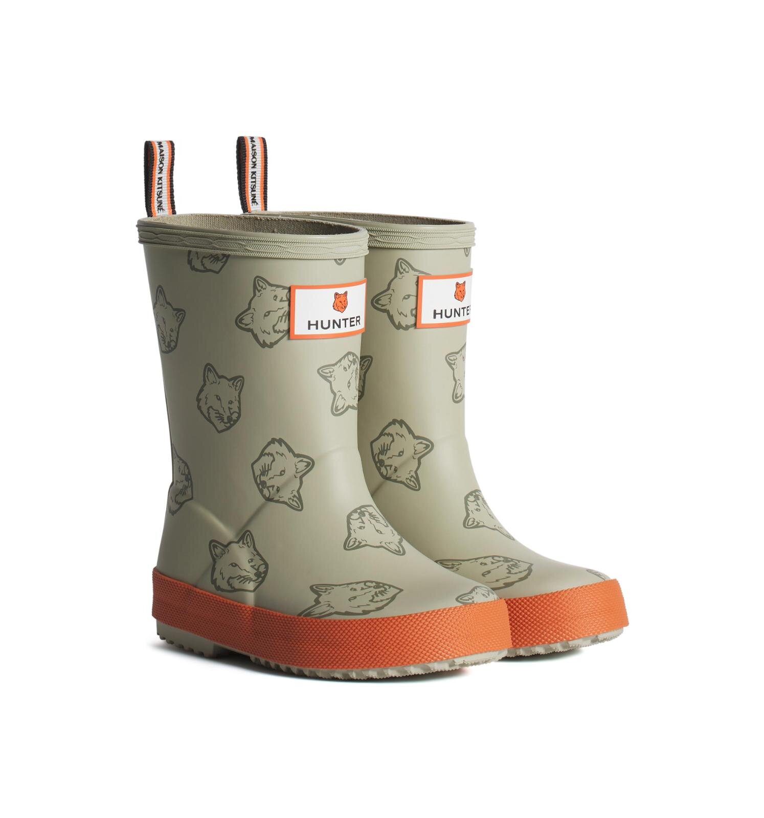 Maison Kitsune x HUNTER岩沙米狐狸頭小童短靴。NT$3,200(onefifteen初衣食午提供)