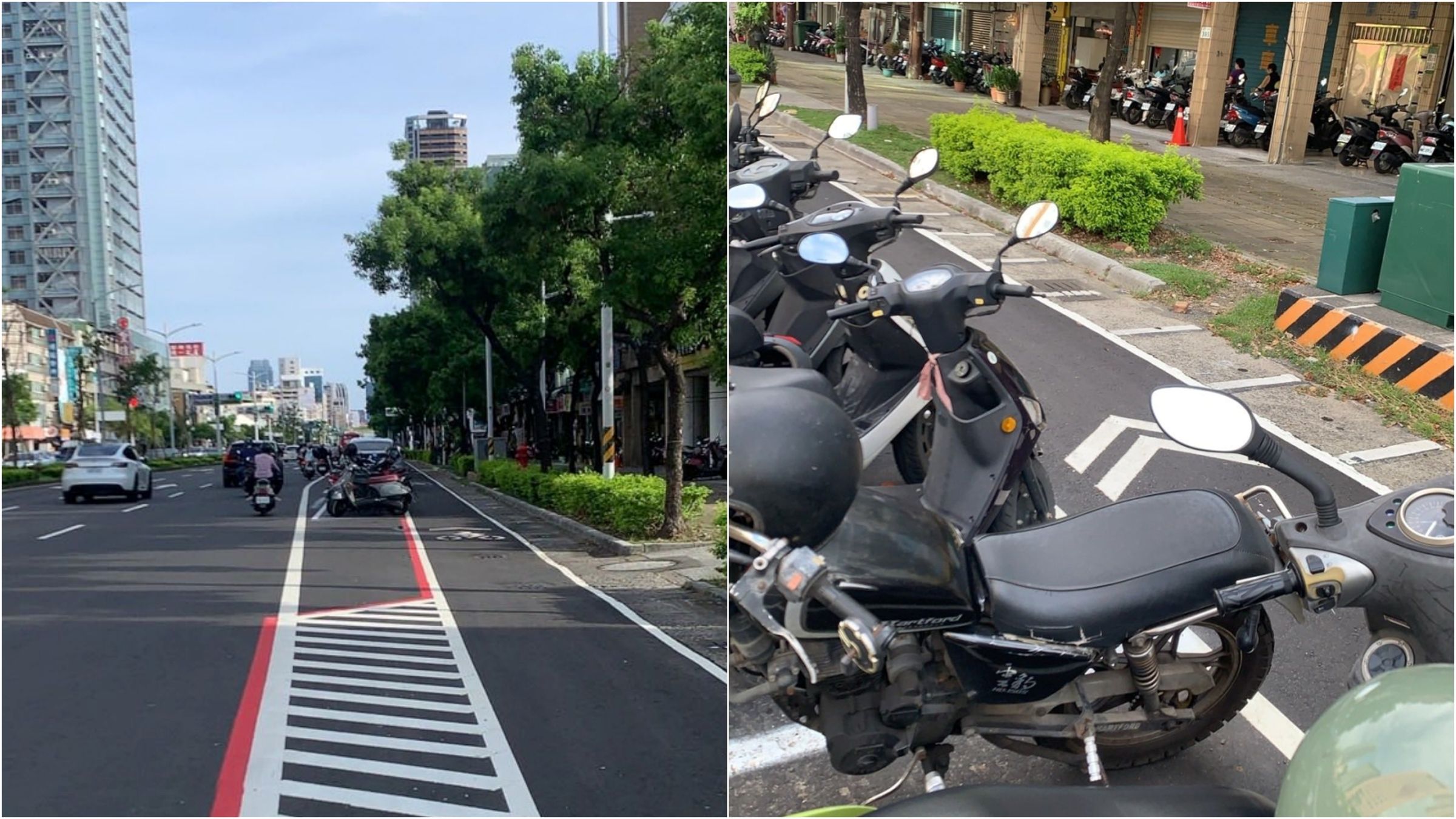 民眾黨高雄市黨部發文狠諷道路設計「太亂了」,反遭打臉這是引進國外提升交通安全的做法。(翻攝自臉書台灣民眾黨高雄市黨部)