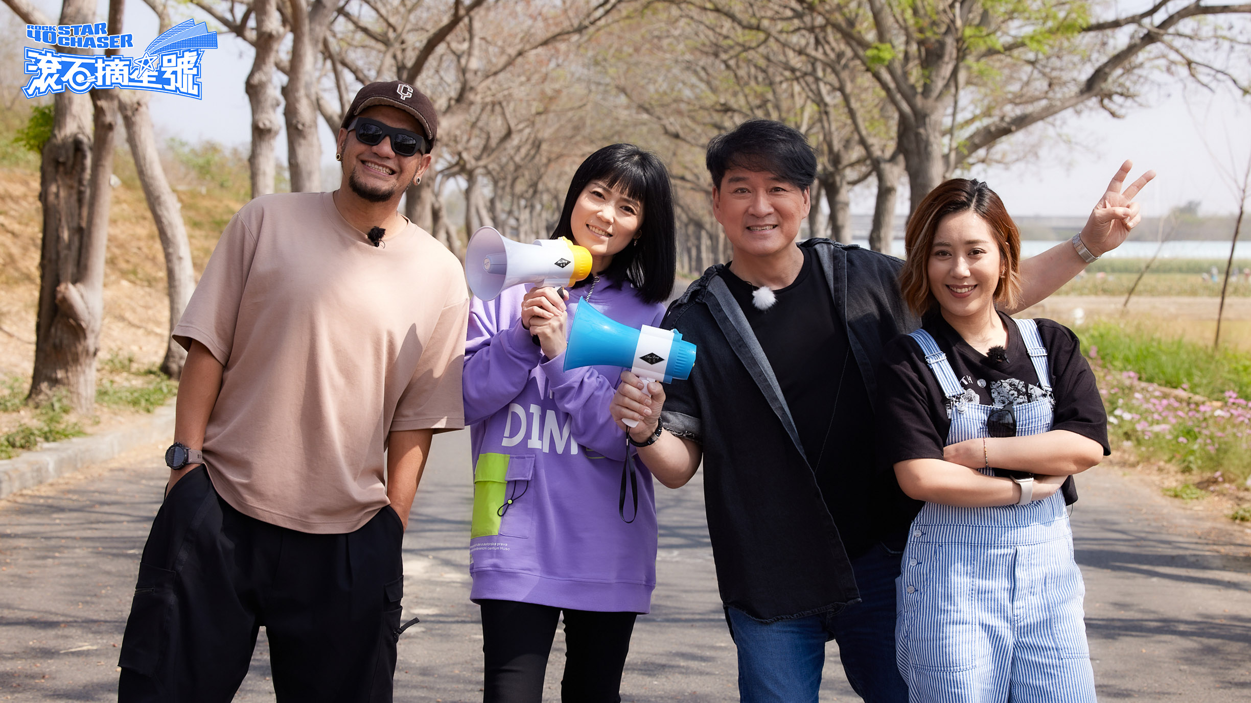 張震嶽（左起）、曹雅雯、周華健前往雲林出外景。（TVBS提供）