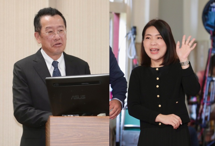 徐巧芯（右）一句犀利的言論，讓顧立雄（左）當場忍不住笑出來。