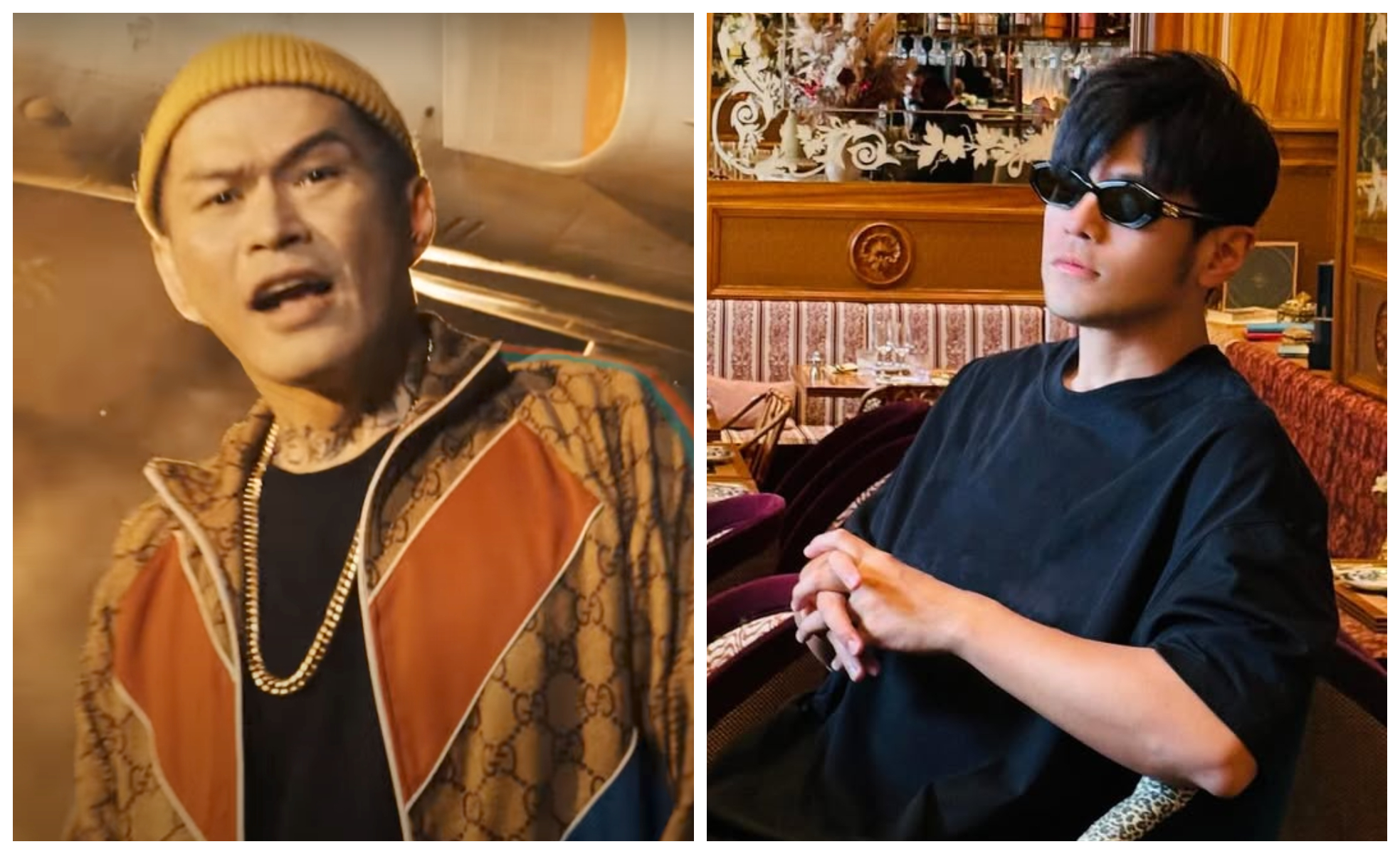 周杰倫（右）多年前曾砲轟大支（左）是「社會敗類」。（翻攝周杰倫IG、YouTube頻道）