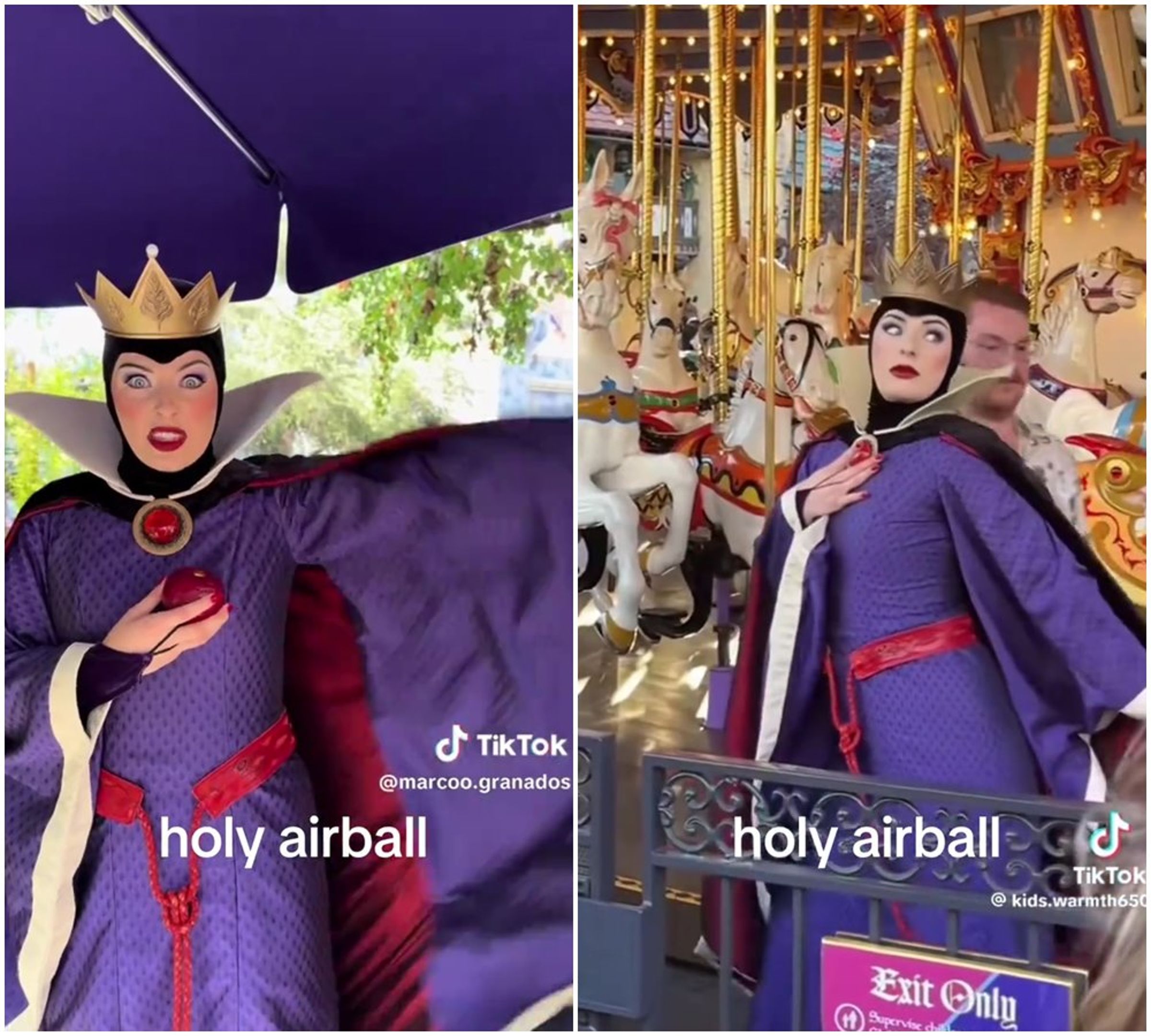 莎賓娜扮演的壞皇后，結合傲慢與幽默風格。（翻攝sabrinavonb TikTok）