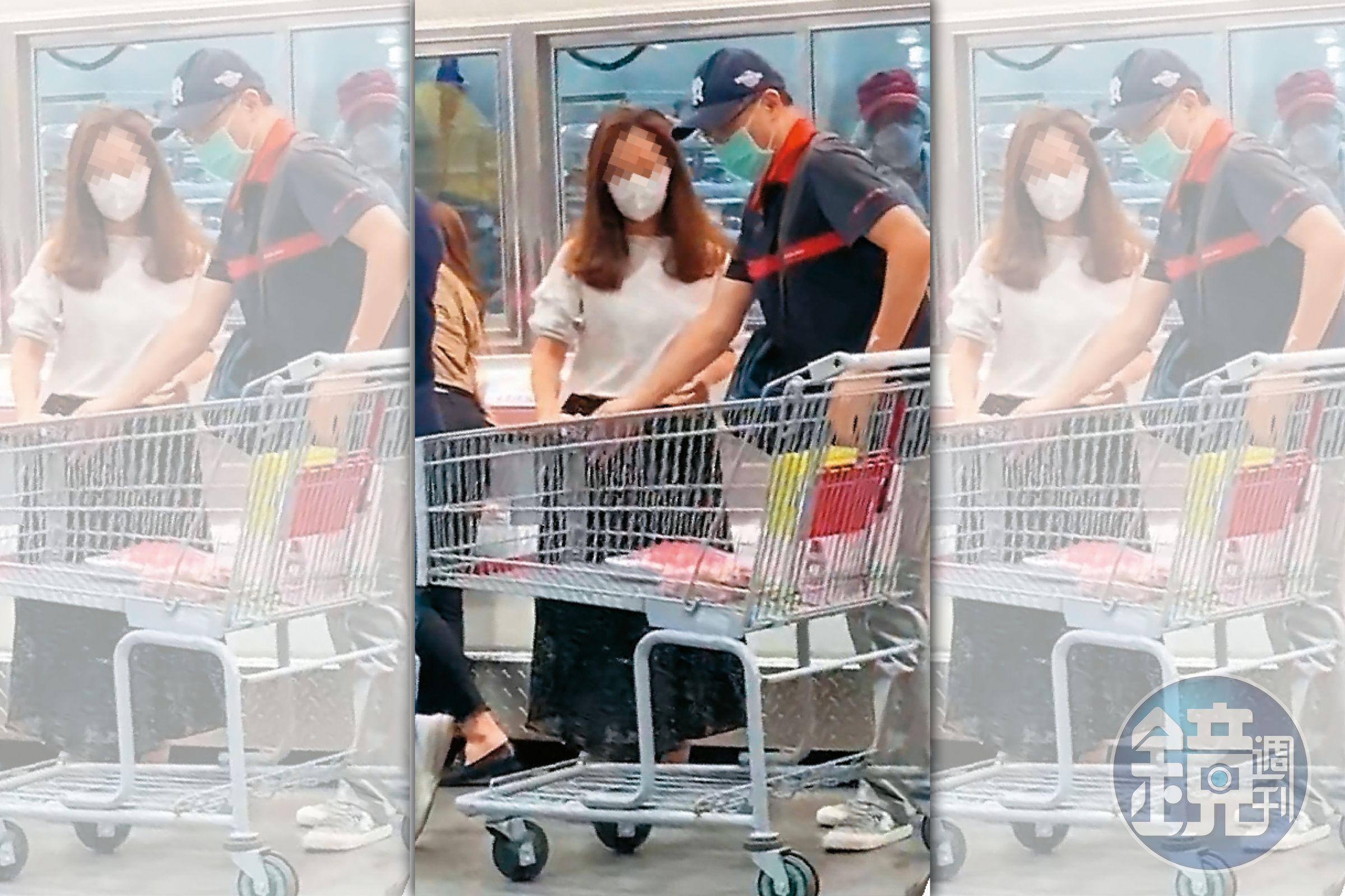 立榮航空經理李繼唐(右)與下屬(左)放假一同採買,宛如老夫老妻。(讀者提供)