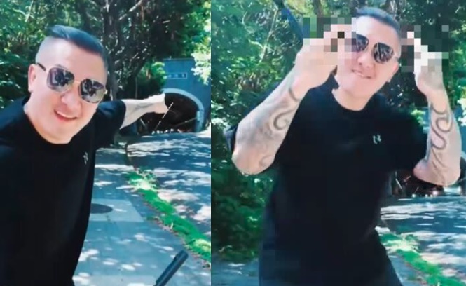 館長到自強隧道大跳中國抖音爆紅歌曲〈大展鴻圖〉。（翻攝自臉書）