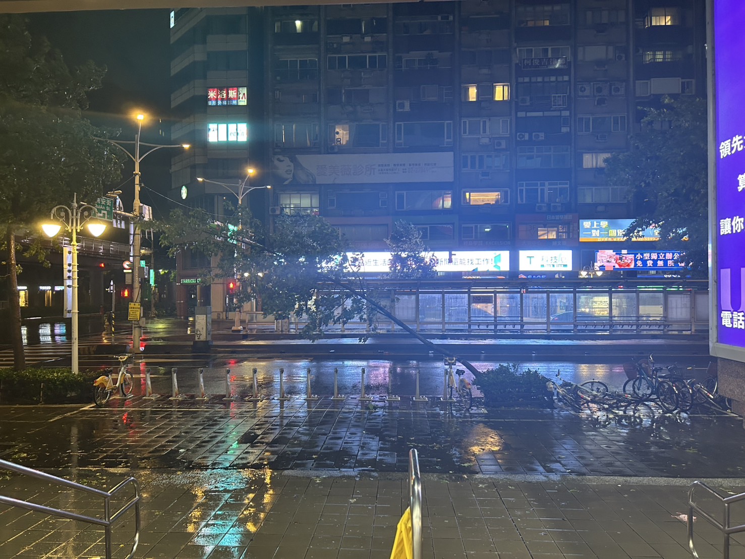 康芮颱風肆虐，全台樹倒、建築坍塌災情頻傳。（讀者提供）