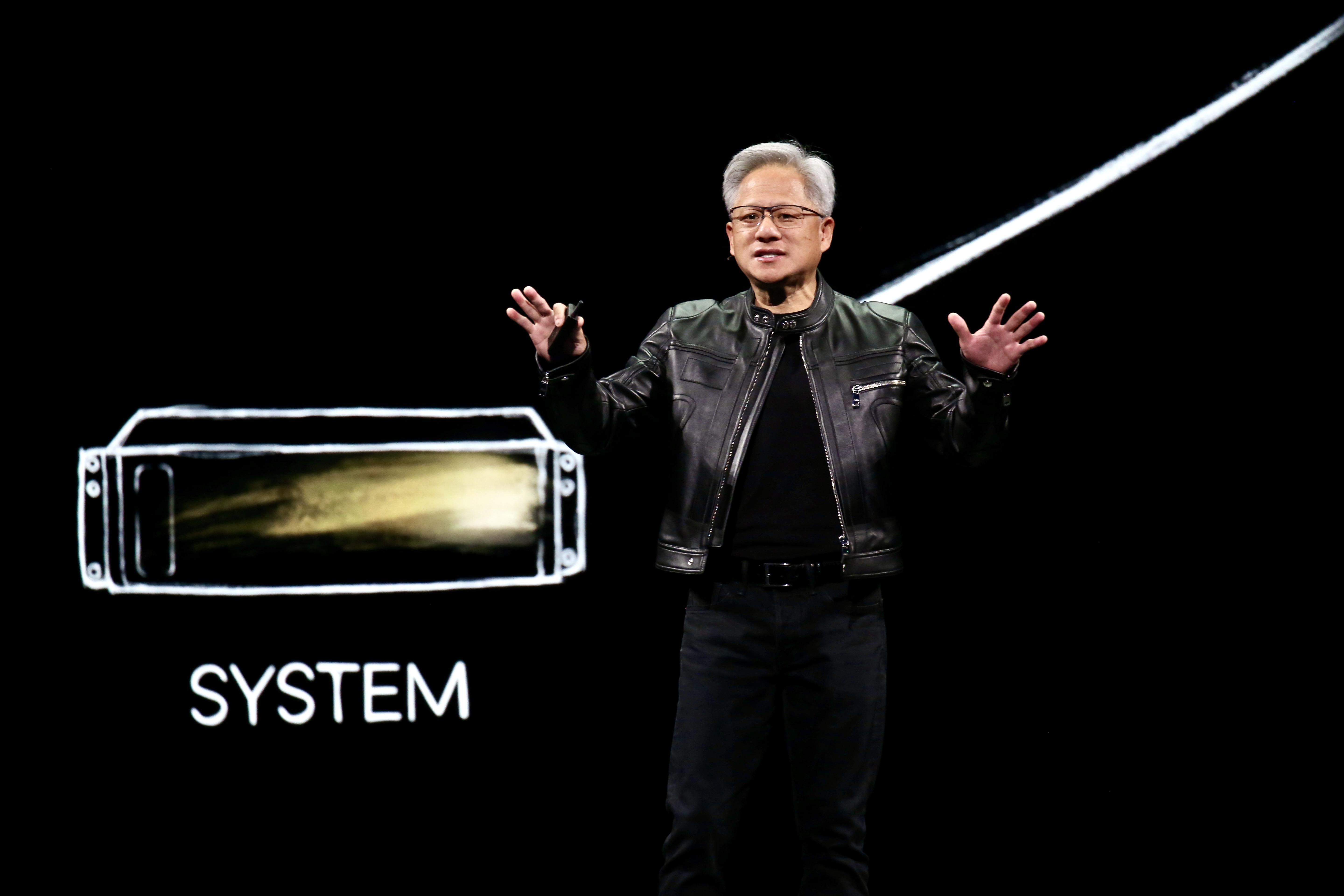 輝達在Computex的主題演講中宣布推出NVLink Fusion方案，鞏固其AI基礎建設的市場版圖。（鏡報新聞網提供）