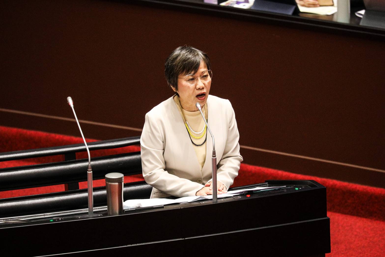 劉世芳今日表示，依法規定疏散撤離要請地方縣市政府、鄉鎮公所一起合作。（鏡報鄒保祥）