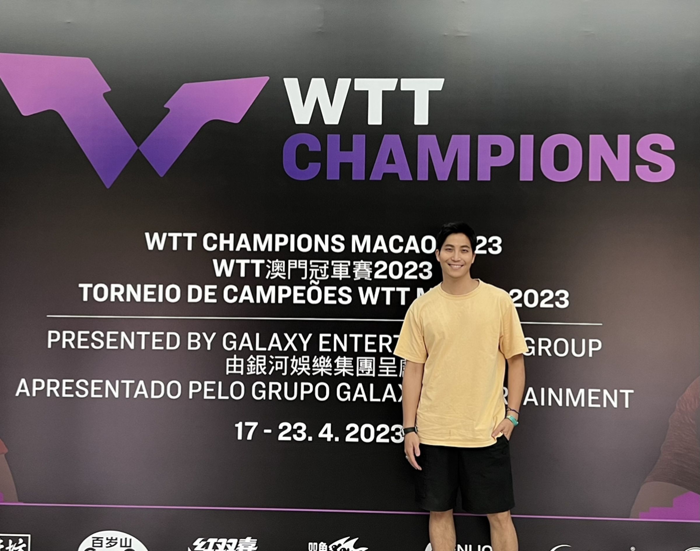 吳翔震去年去澳門看WTT冠軍賽。(吳翔震經紀人提供)