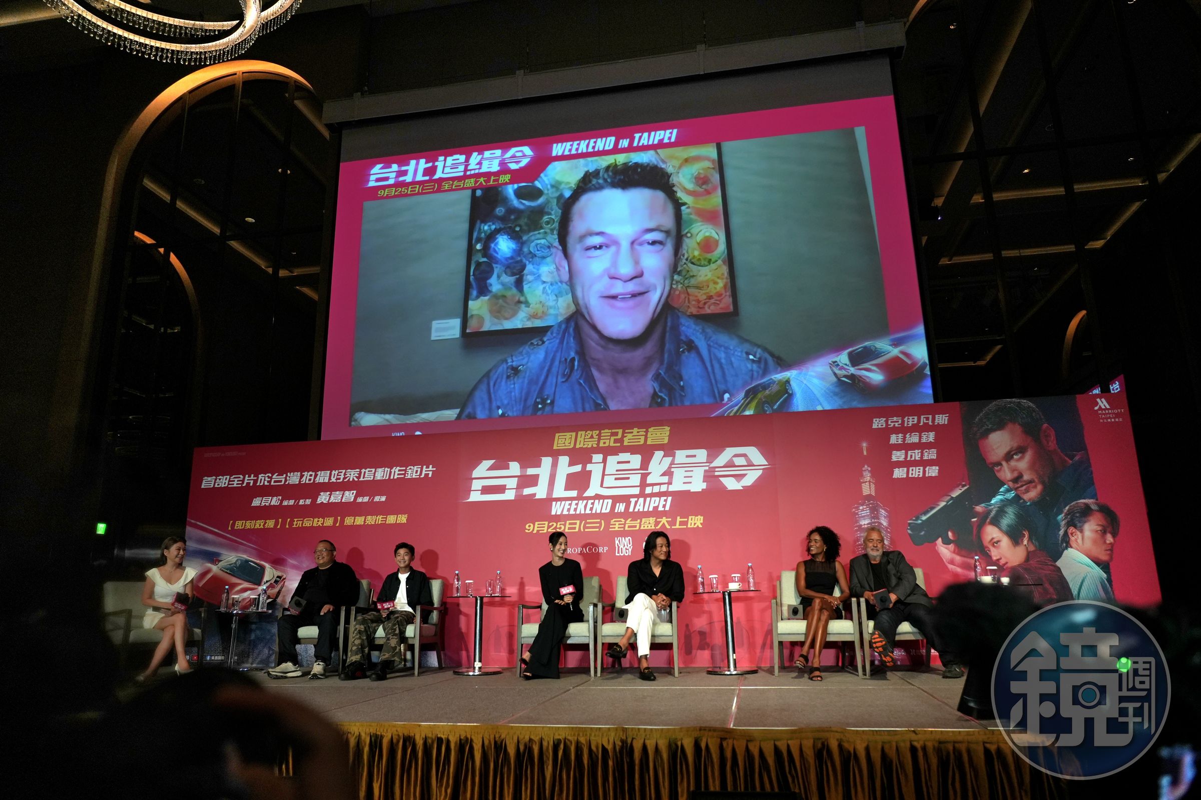 人在美國拍戲的路克伊凡斯,以網路連線意外現身參加《台北追緝令》記者會。