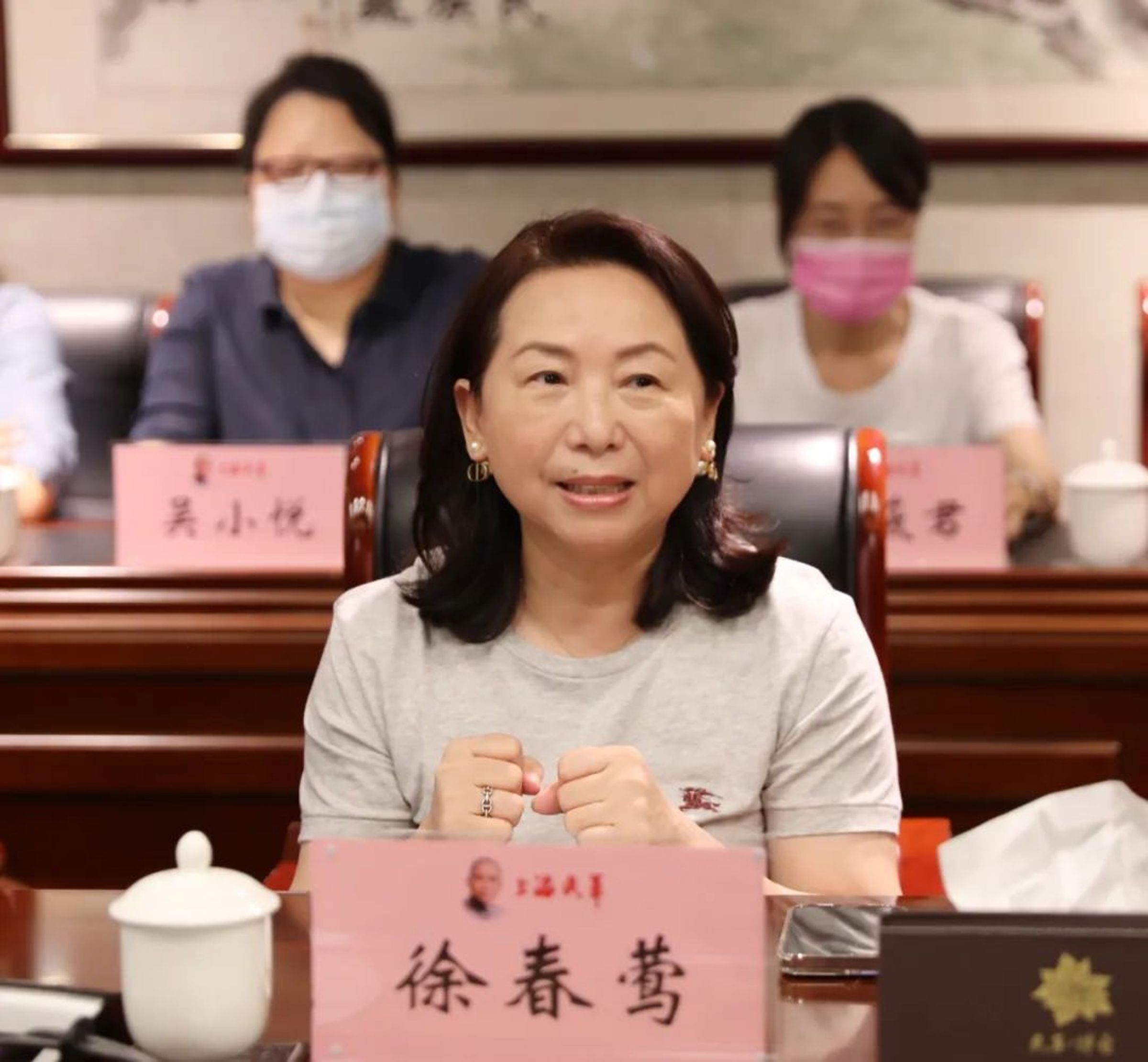 徐春鶯今年6月曾赴中國與「民革上海市委員會」座談、交流。(翻攝自民革上海市委官方澎湃號)