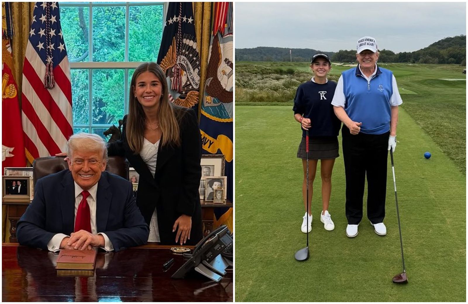 凱伊與爺爺川普，祖孫感情緊密。（翻攝kaitrumpgolfer IG）