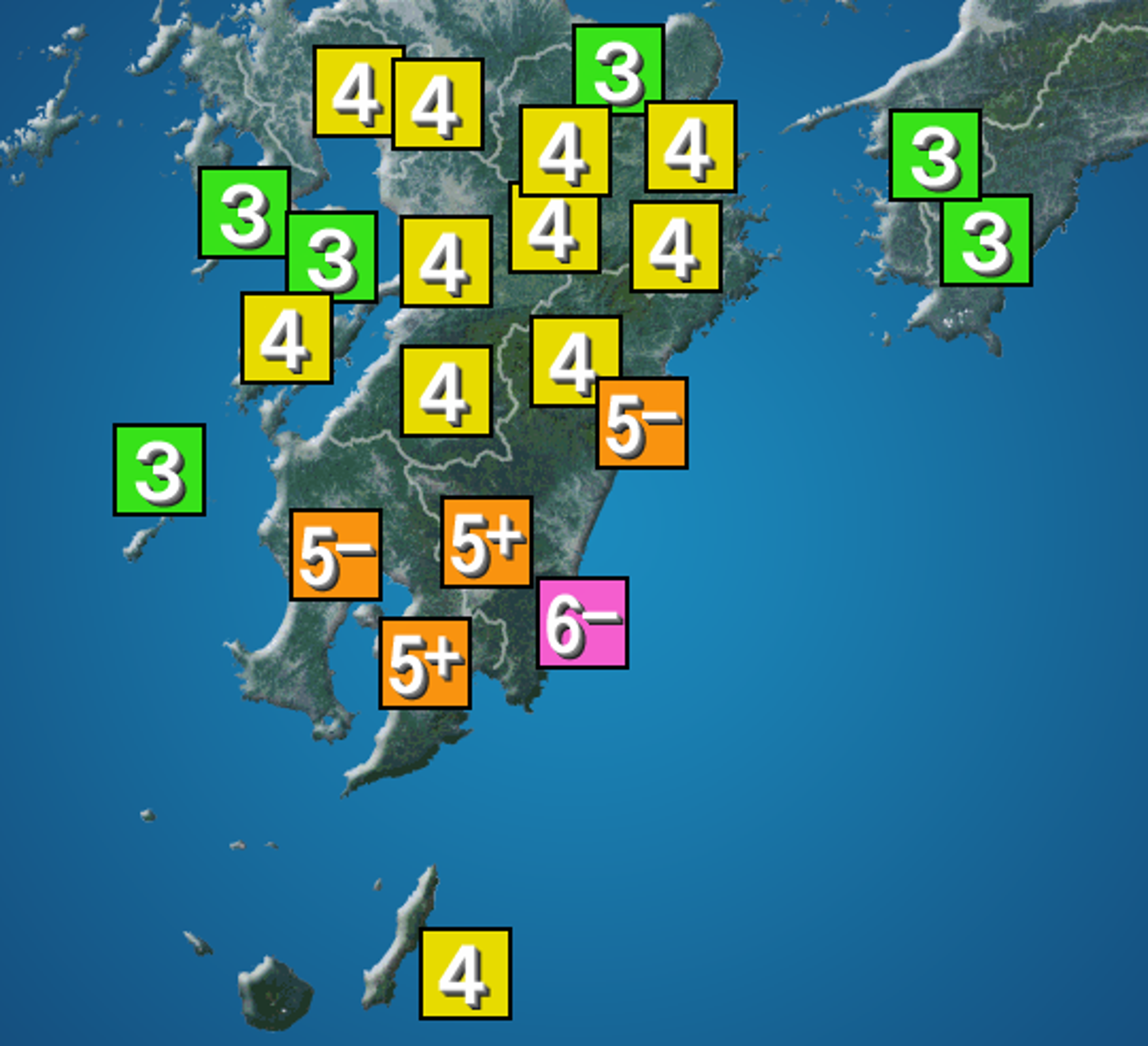 日本宮崎縣發生規模7.1強震，九州、四國發布海嘯警報。（翻自 ウェザーニュース）