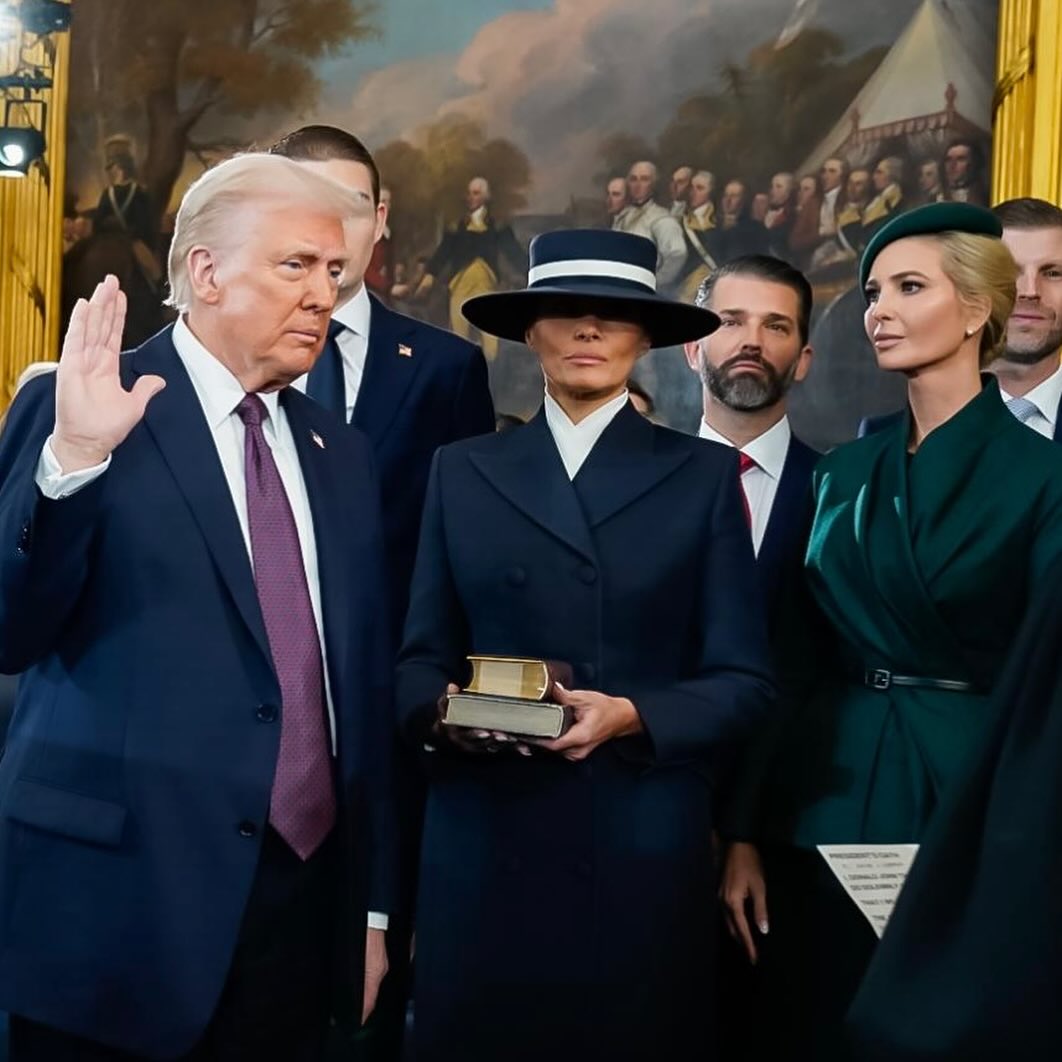 梅蘭妮亞在就職典禮的造型相當吸睛。（翻攝Ivanka Trump IG）