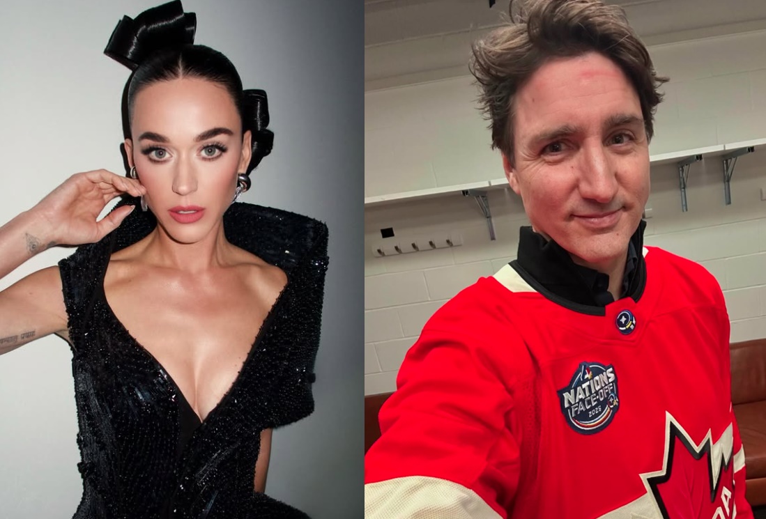 凱蒂佩芮（左）和加拿大前總理杜魯道（右）共進晚餐，氛圍有些曖昧。（翻攝自IG）