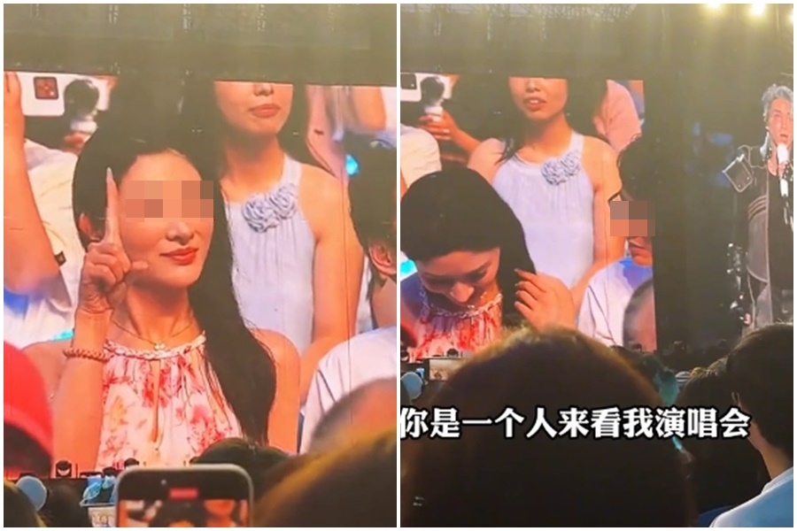 薛之謙在演唱會上問「幾個人來」，正妹回答「1個人」，引起身旁眼鏡男不滿。（翻攝自網路）