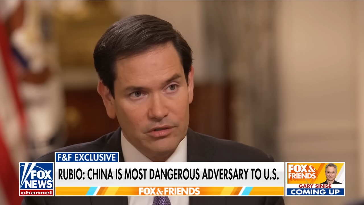 盧比歐近日受訪重申，美國不會放棄長期對台灣的立場，反對以強迫的方式改變台灣地位。（翻攝自 Fox News YouTube）