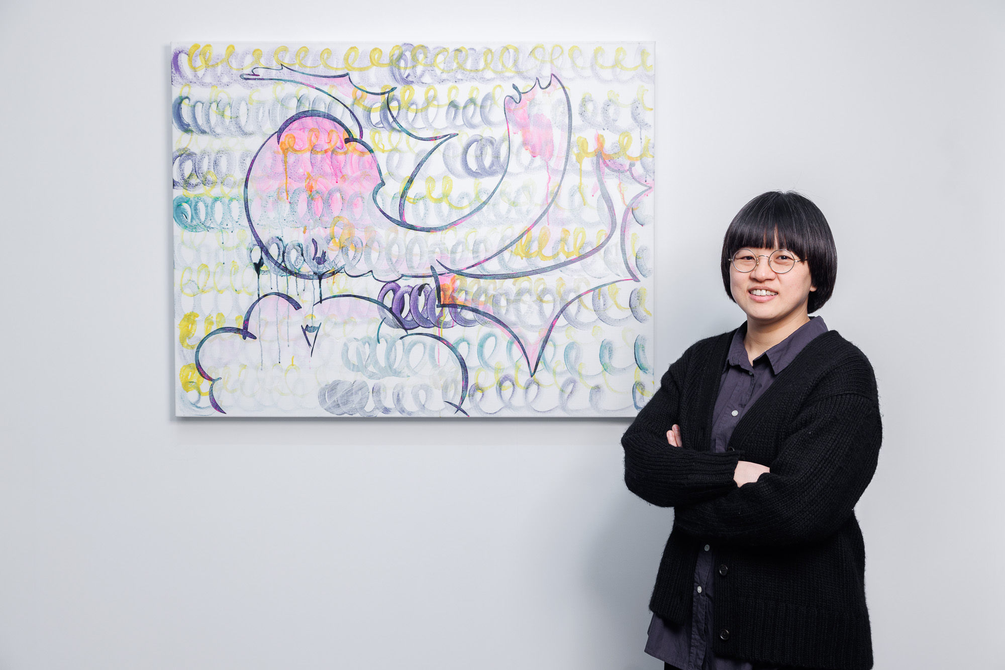 參與2023年格蘭菲迪藝術家駐村計畫的藝術家蕭筑方將Angel's Share概念轉換成畫作《Tears Share》。