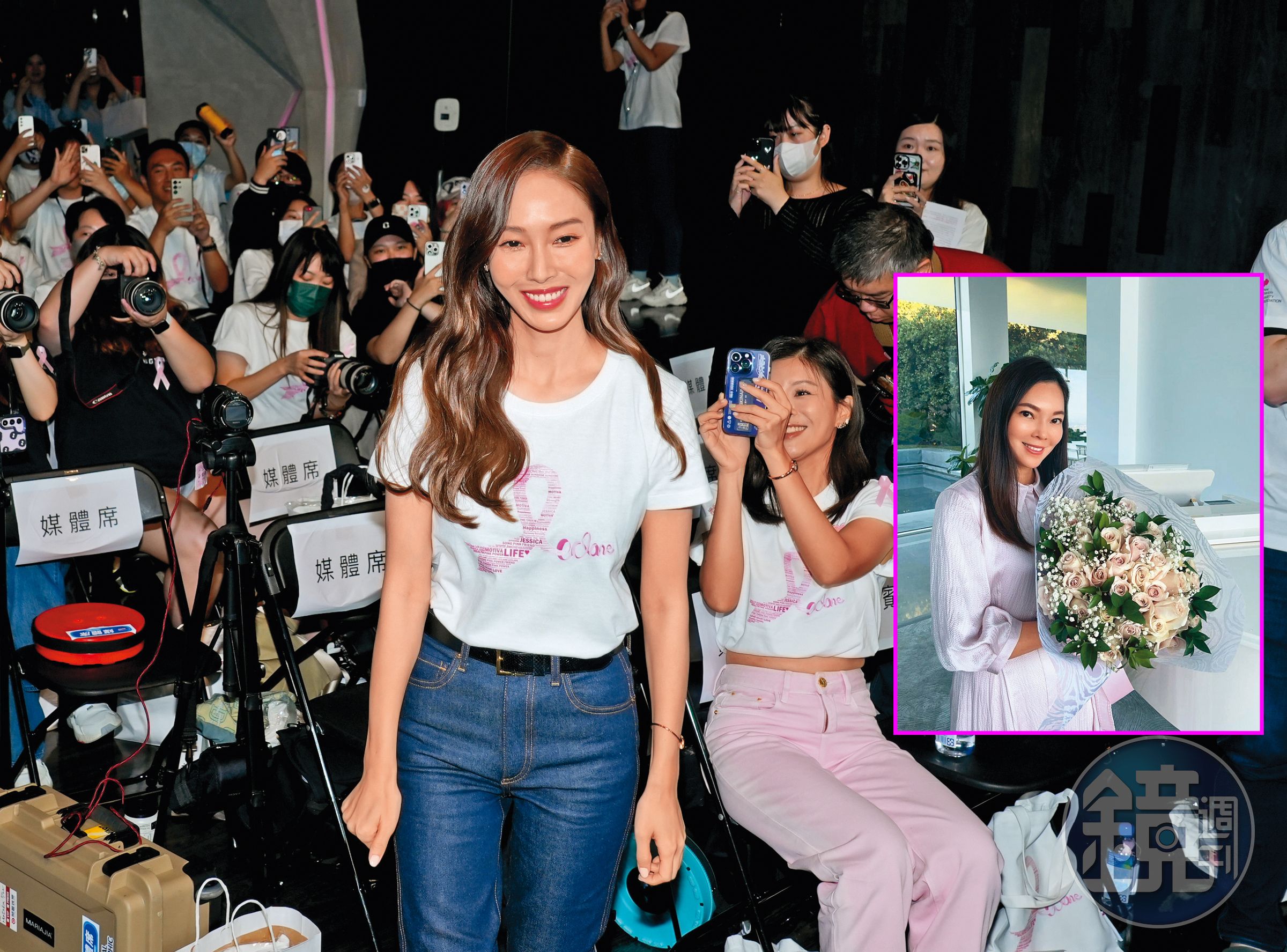 Jessica（左圖）下了台難得露齒大笑，有點神似郭台銘的水某曾馨瑩（右圖）？（歡迎郭爸贊助本文）、（翻攝自曾馨瑩IG）