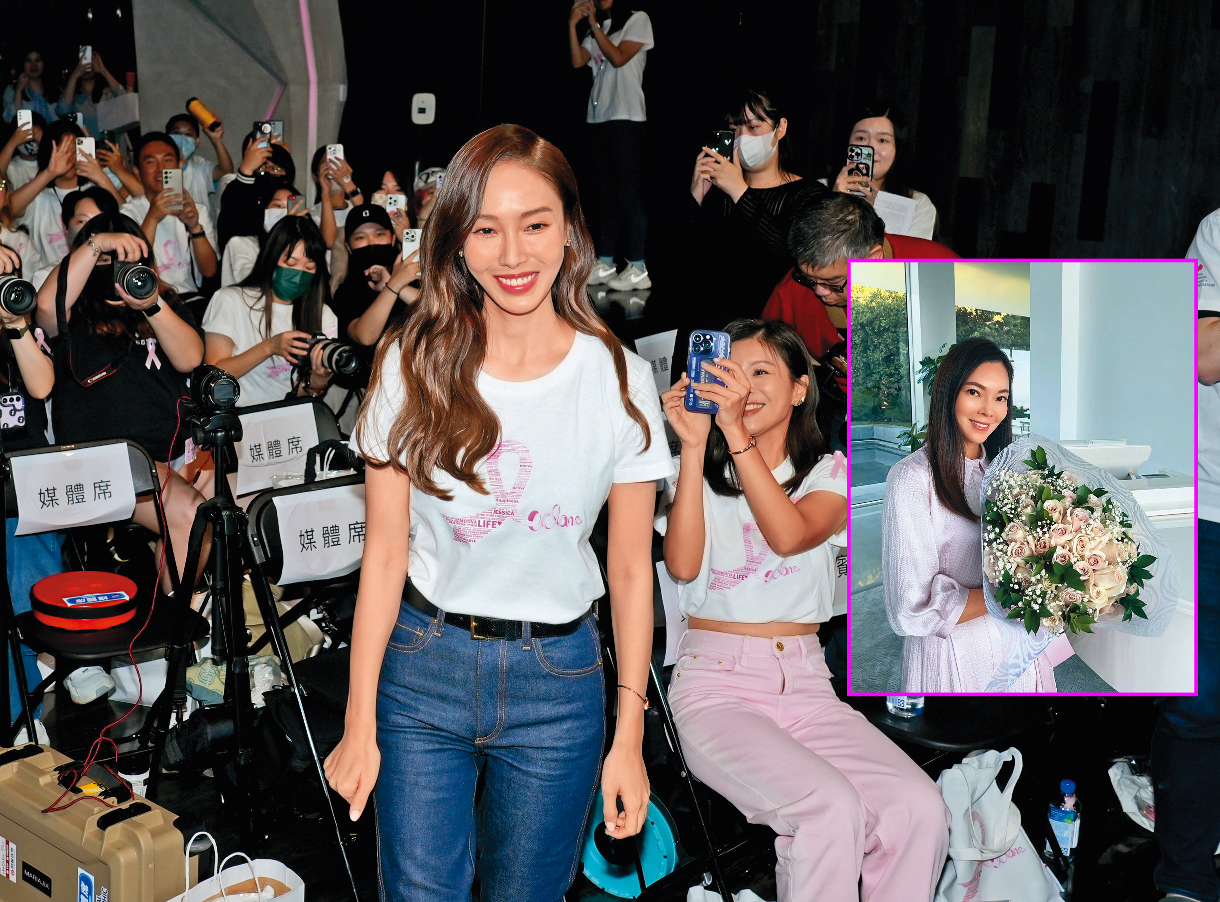 Jessica（左圖）下了台難得露齒大笑，有點神似郭台銘的水某曾馨瑩（右圖）？（歡迎郭爸贊助本文）、（翻攝自曾馨瑩IG）