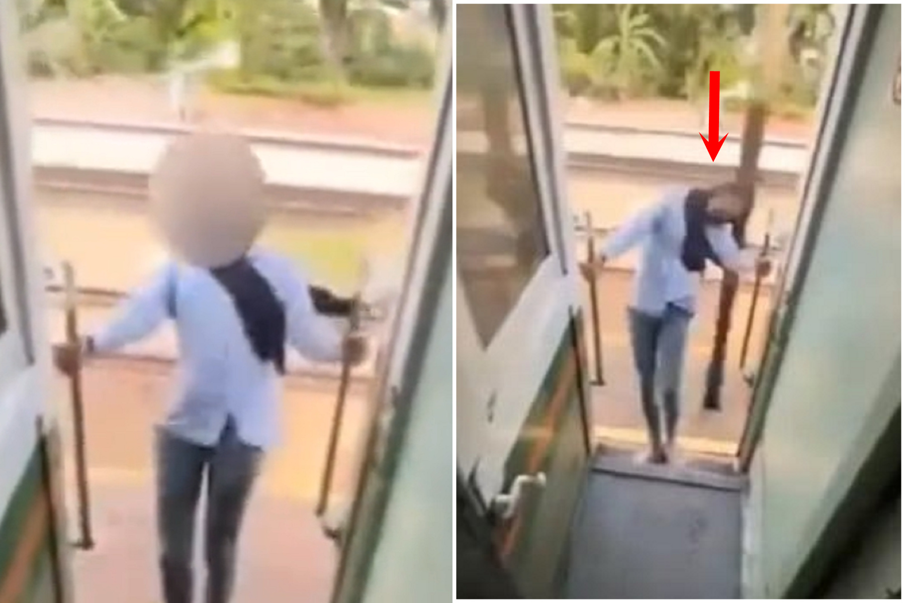 白目女為拍網美照不顧危險，悲劇上演！頭瞬間撞柱「啪爆」。（翻自《中國報》）