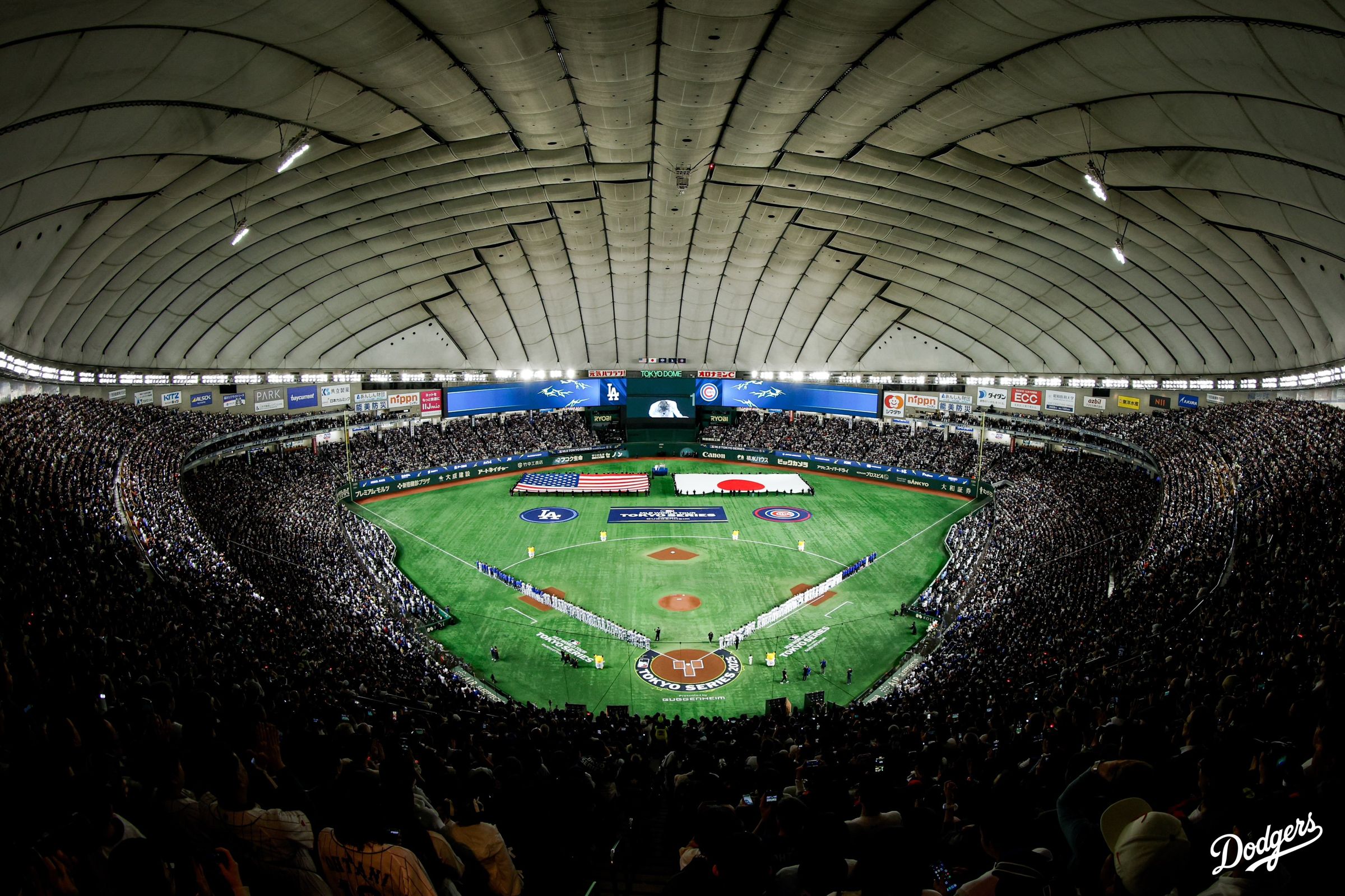 MLB 2025海外開幕戰在東京巨蛋登場，在日本掀起一波大聯盟熱潮。（翻攝自道奇隊X）