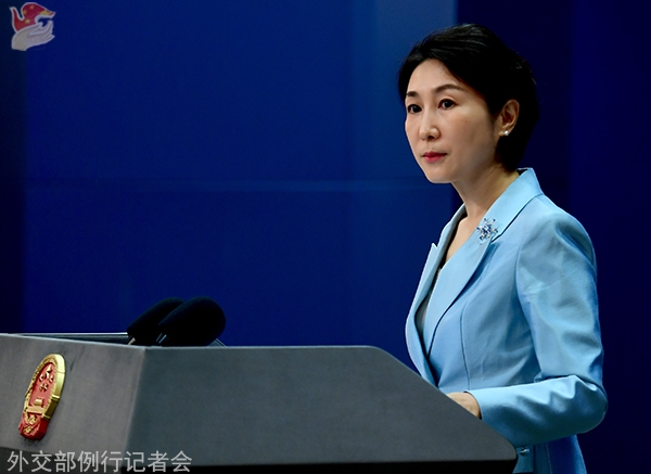 中國外交部發言人毛寧老調重彈回應，「台灣是中國領土不可分割的一部分，台灣問題純屬中國內政」。（翻攝自中國外交部官網）