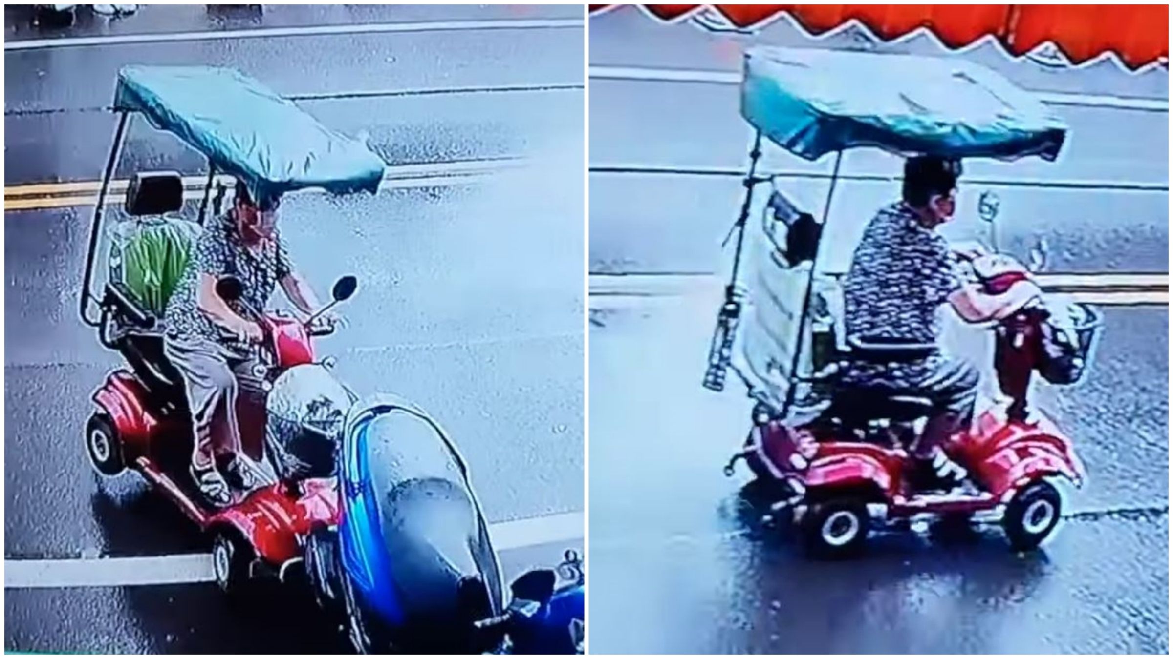 彰化嬤把電動車開成「碰碰車」,還肇事逃逸 。(翻攝臉書社團「彰化人大小事」)