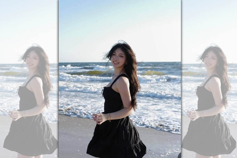 Elly在社群PO出海邊踏浪照片。（翻攝自Elly IG）