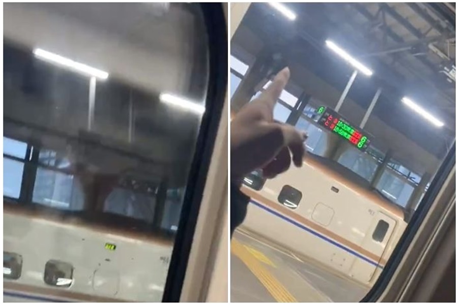 有日本網友拍到地震當下人在列車月台的情況。（翻攝自X）